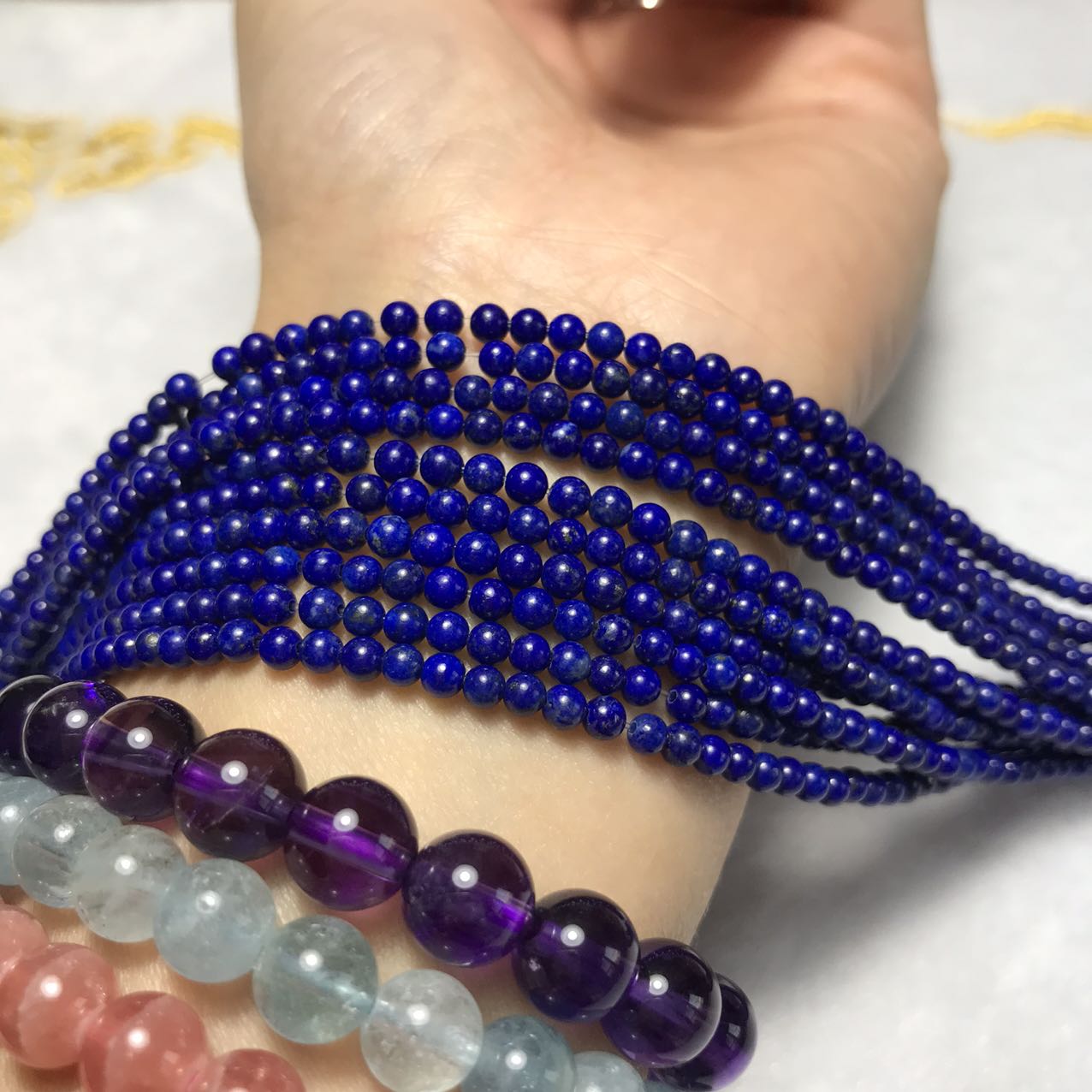 3.2Mm Small Beads Natural Lapis Lazuli Round Bead Strands Diy Jewelry Findings