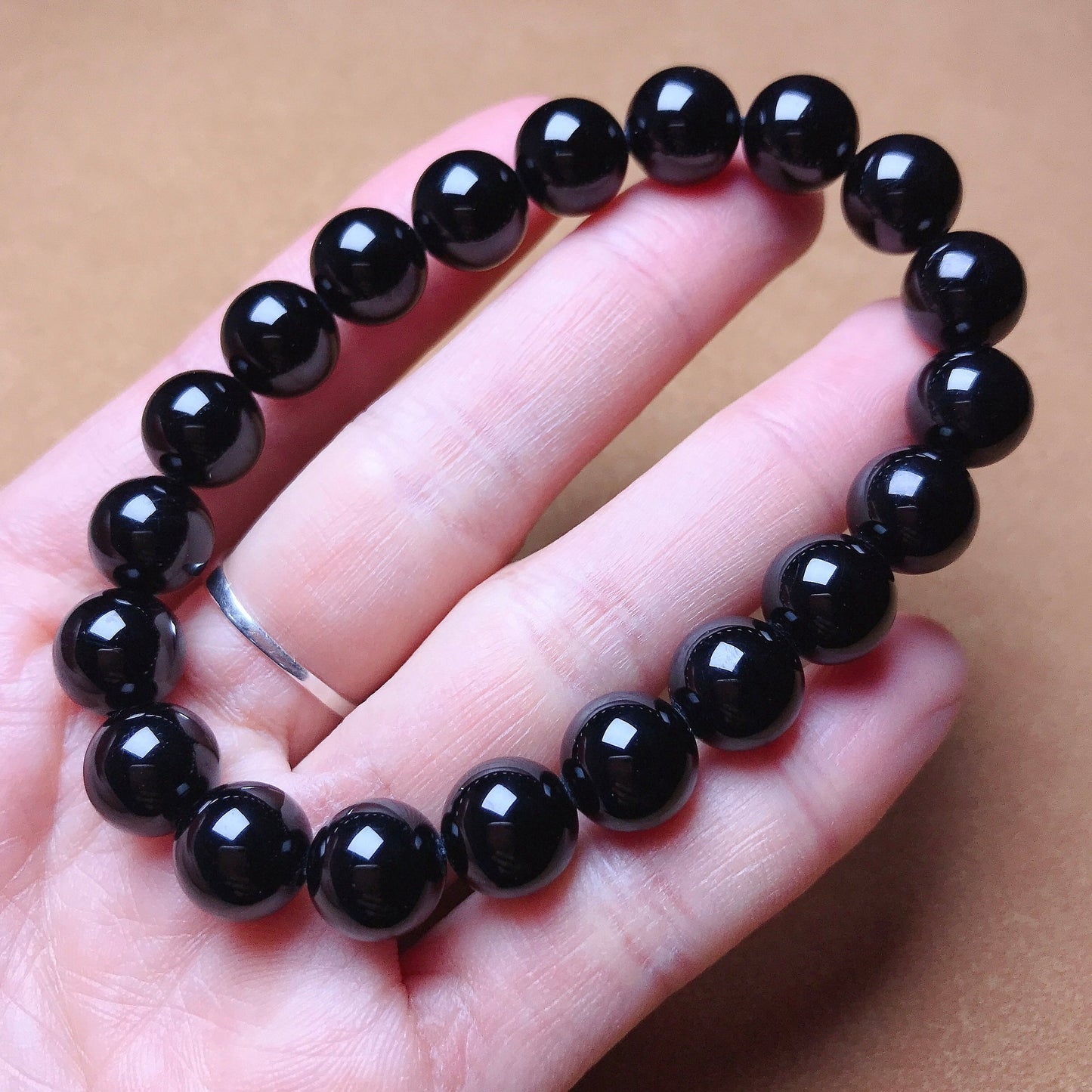 Premium Black Tourmaline Bracelet | Handmade Reiki Healing 10Mm Beaded Crystal Jewelry | Root Chakra Negativity Protection