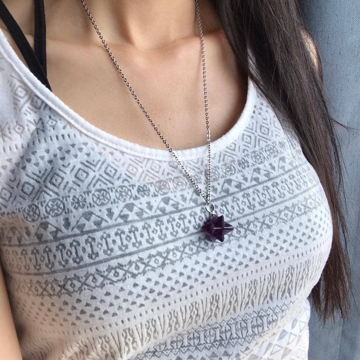 Handmade Merkaba Pendulum | Amethyst, Clear Quartz For Crown Chakra Healing | Unique Spiritual Pendant
