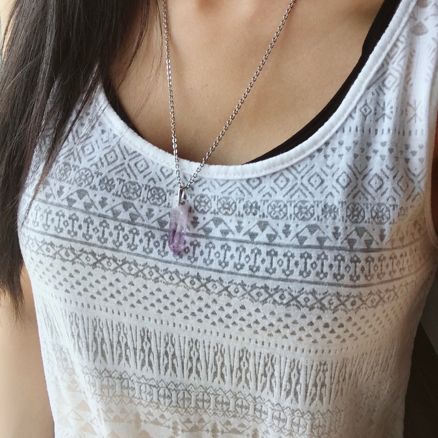 Rare Vera Cruz Amethyst Pendulum Necklace | Handmade With 925 Sterling Silver | Crown Chakra Healing