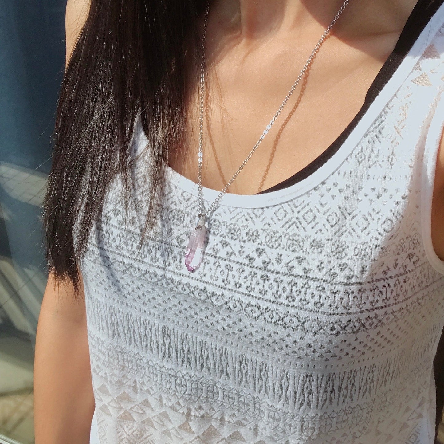 Rare Vera Cruz Amethyst Pendulum Necklace | Handmade With 925 Sterling Silver | Crown Chakra Healing