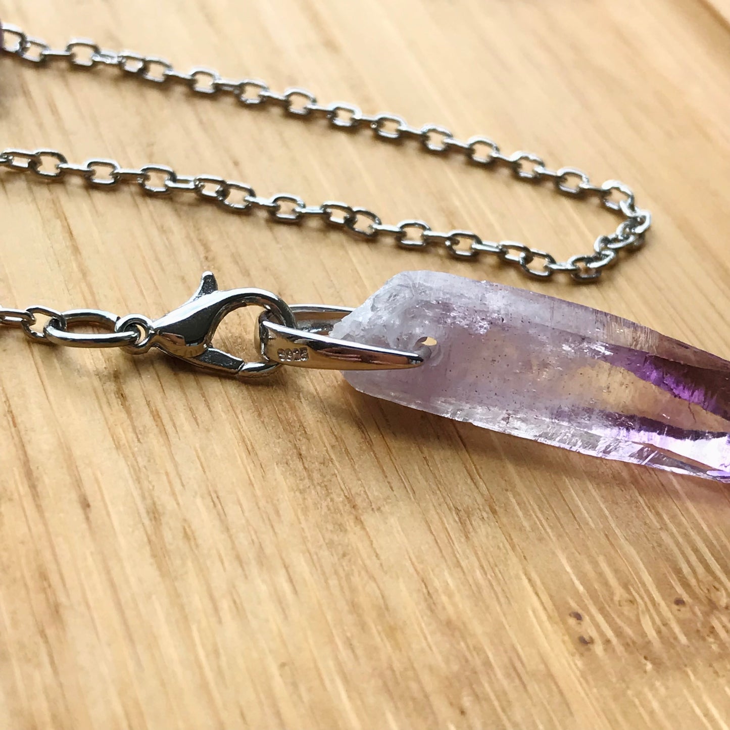 Rare Vera Cruz Amethyst Pendulum Necklace | Handmade With 925 Sterling Silver | Crown Chakra Healing