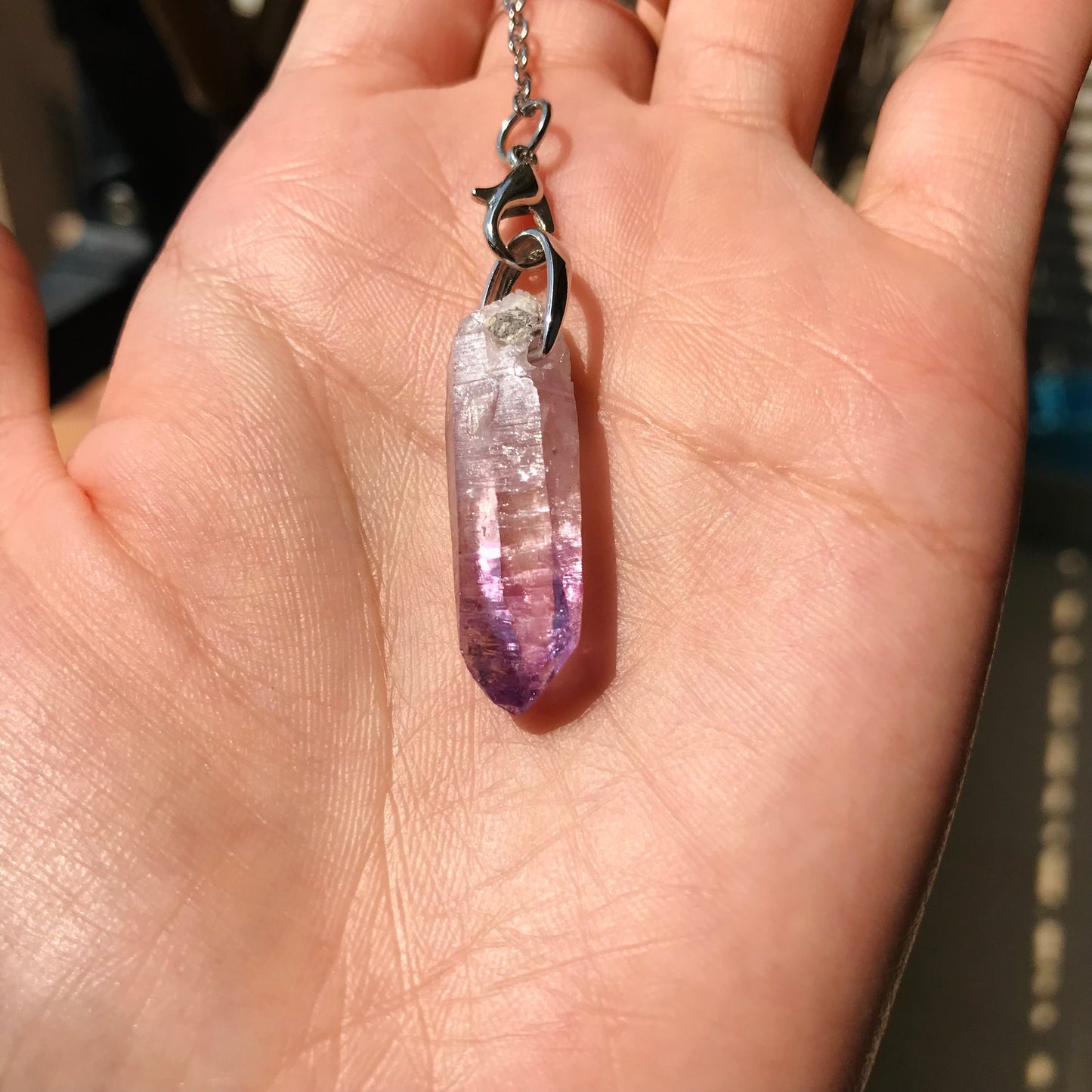 Rare Vera Cruz Amethyst Pendulum Necklace | Handmade With 925 Sterling Silver | Crown Chakra Healing