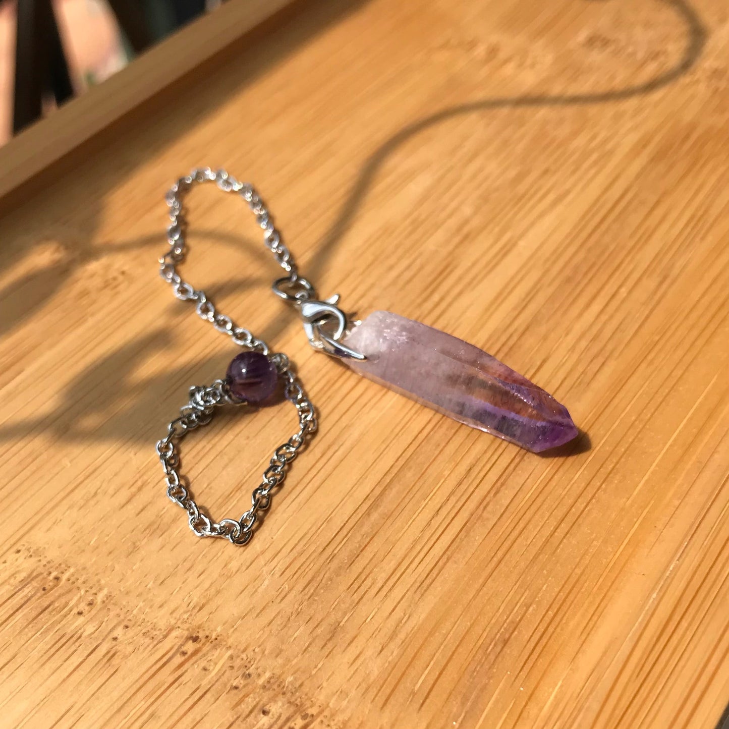 Rare Vera Cruz Amethyst Pendulum Necklace | Handmade With 925 Sterling Silver | Crown Chakra Healing