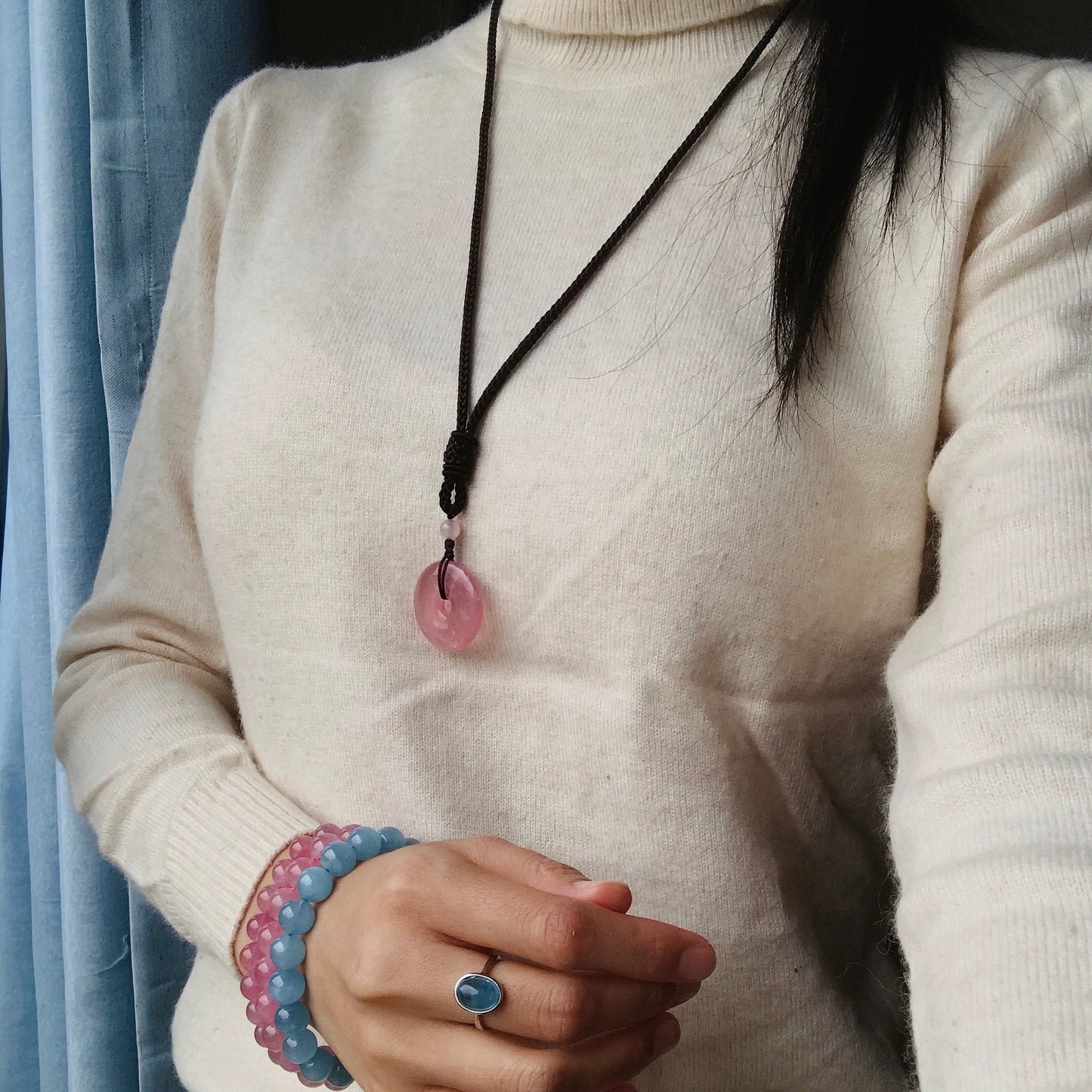 High-Quality Handmade Rose Quartz Amulet Pendant Necklace | Healing Crystal Heart Chakra Jewelry