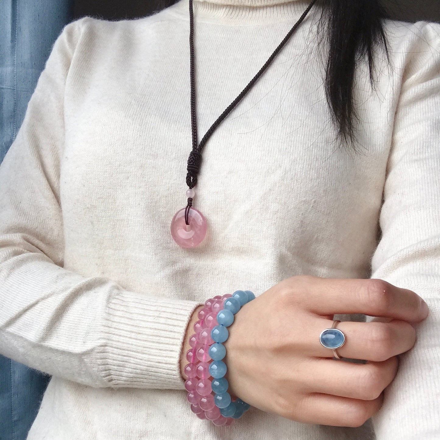 High-Quality Handmade Rose Quartz Amulet Pendant Necklace | Healing Crystal Heart Chakra Jewelry