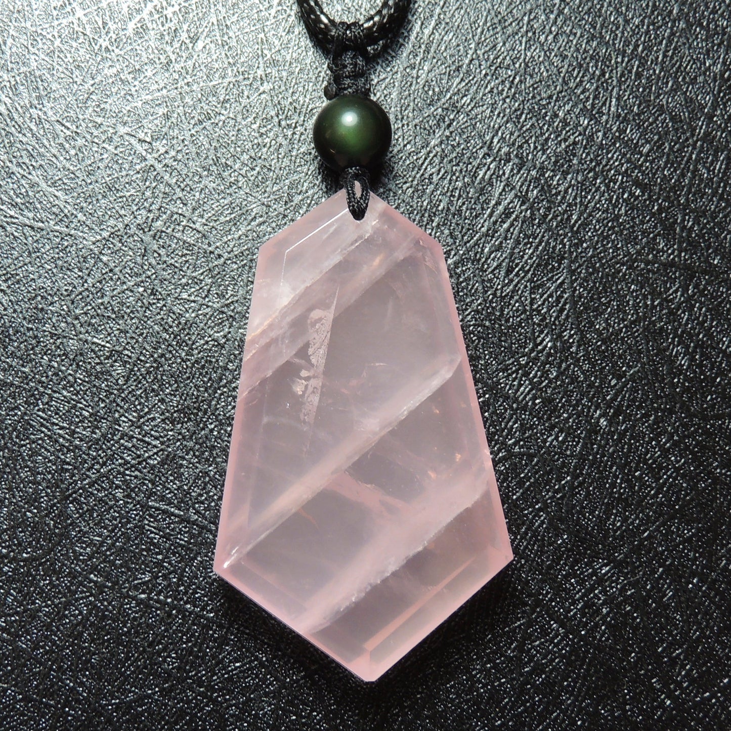 Rose Quartz Protection Shield Necklace | Men Women Jewelry | Heart Chakra Healing | Handmade With Rainow Obsidian Bead Adjustable