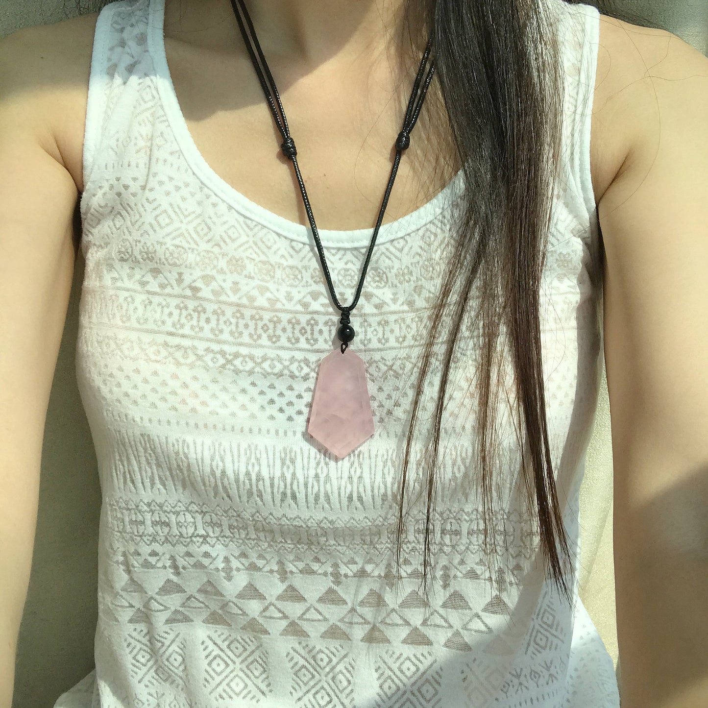 Rose Quartz Protection Shield Necklace | Men Women Jewelry | Heart Chakra Healing | Handmade With Rainow Obsidian Bead Adjustable