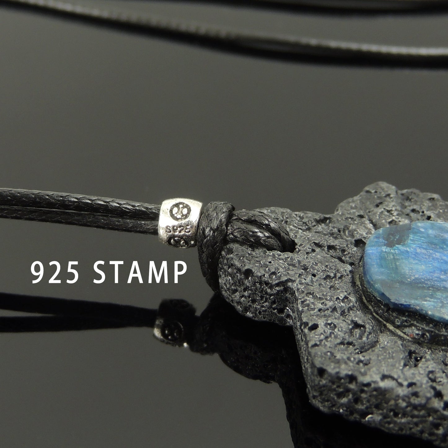Fashion Necklace Blue Kyanite Lava Rock Pendant Amulet For Grounding Energy Chakra Healing