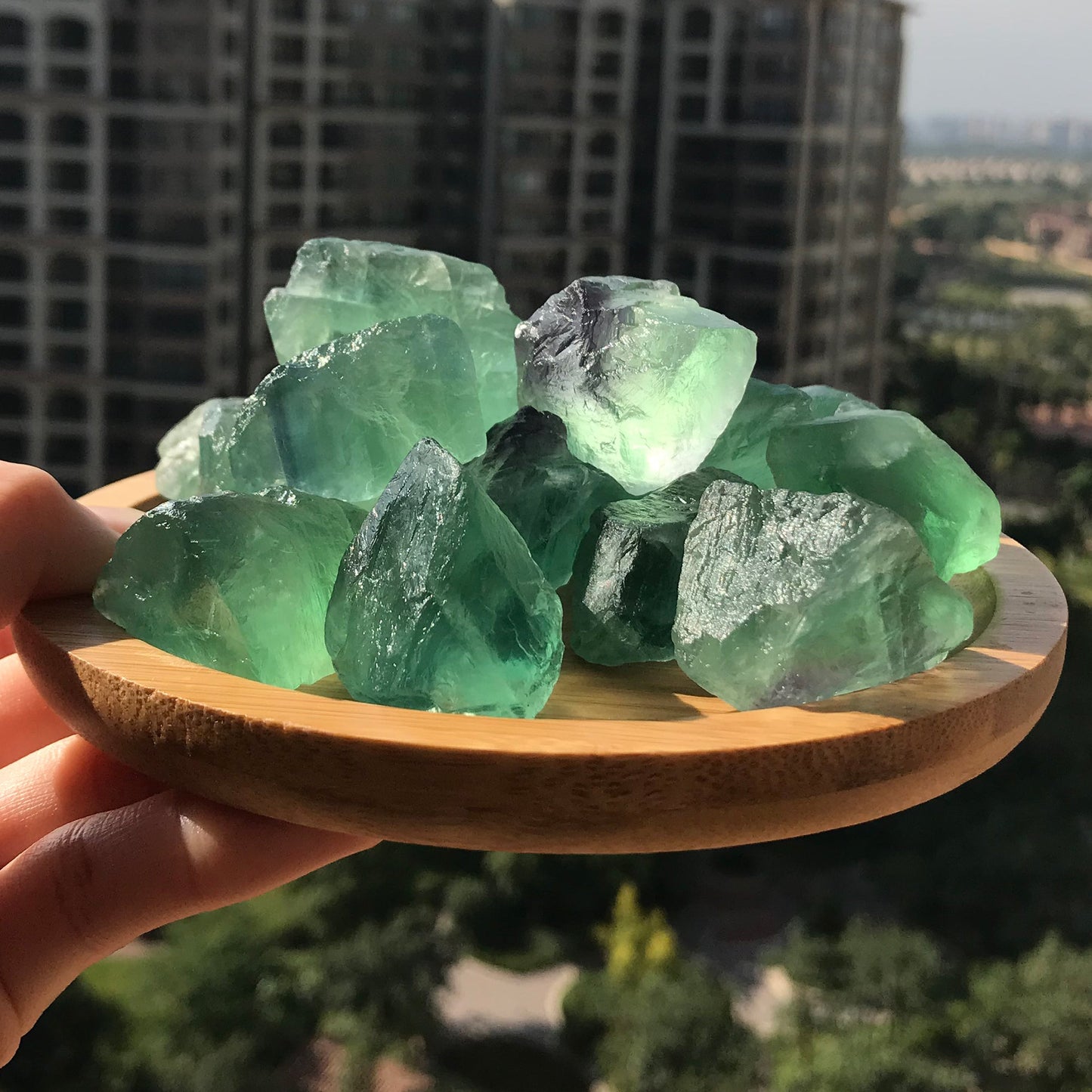 Set Of 3 Green Fluorite Crystal Gemstone Mineral | Healing Raw Stone | Holiday Gifts