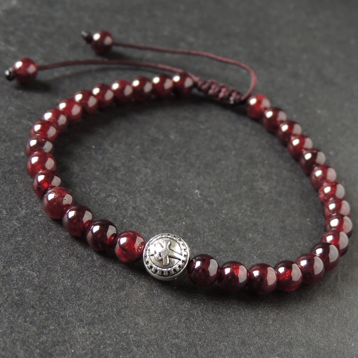 Protection Red Garnet Bracelet Braided With Tibetan Silver Pingan Bead For Men & Women Handmade Protection Positivity Jewelry For Base Chakra