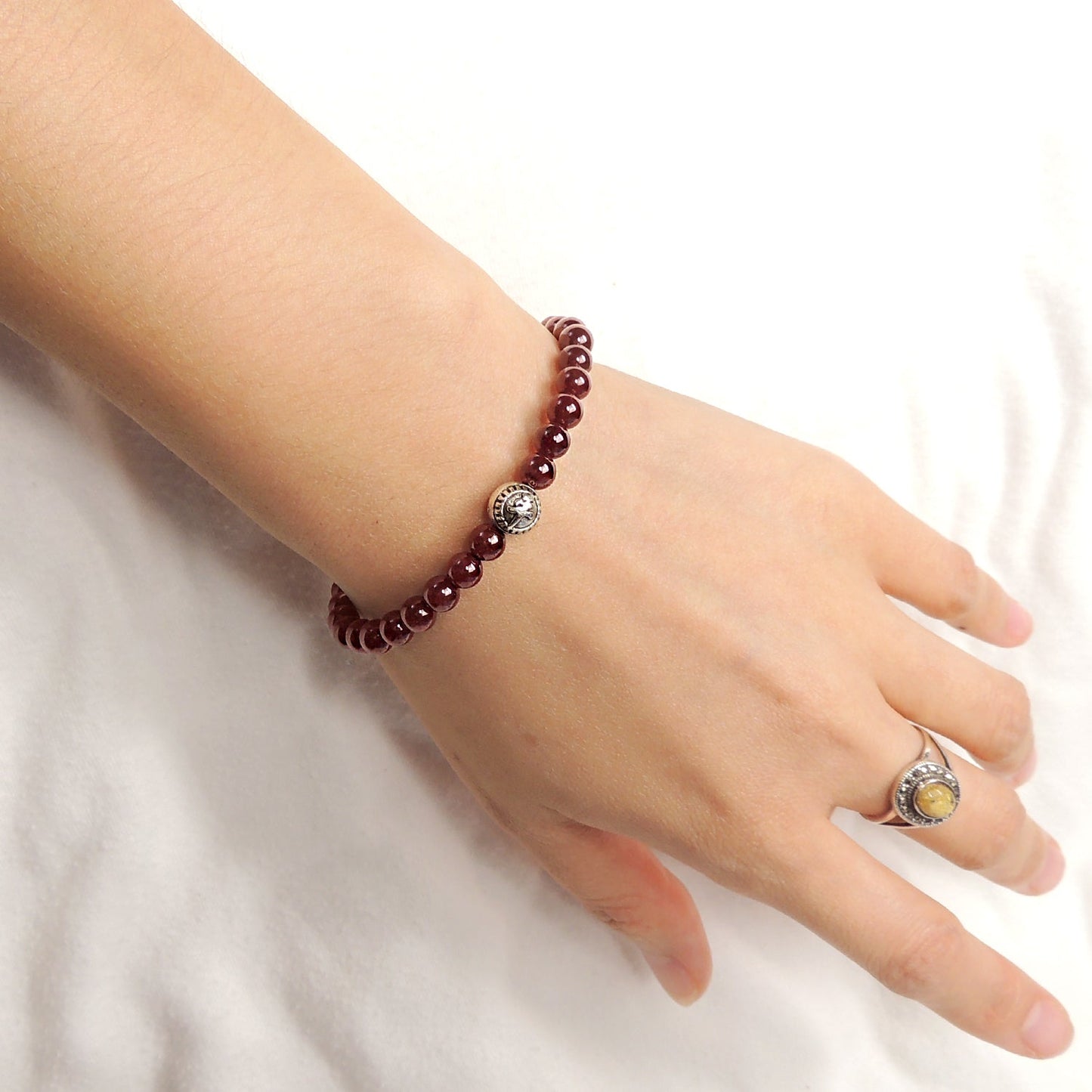 Protection Red Garnet Bracelet Braided With Tibetan Silver Pingan Bead For Men & Women Handmade Protection Positivity Jewelry For Base Chakra
