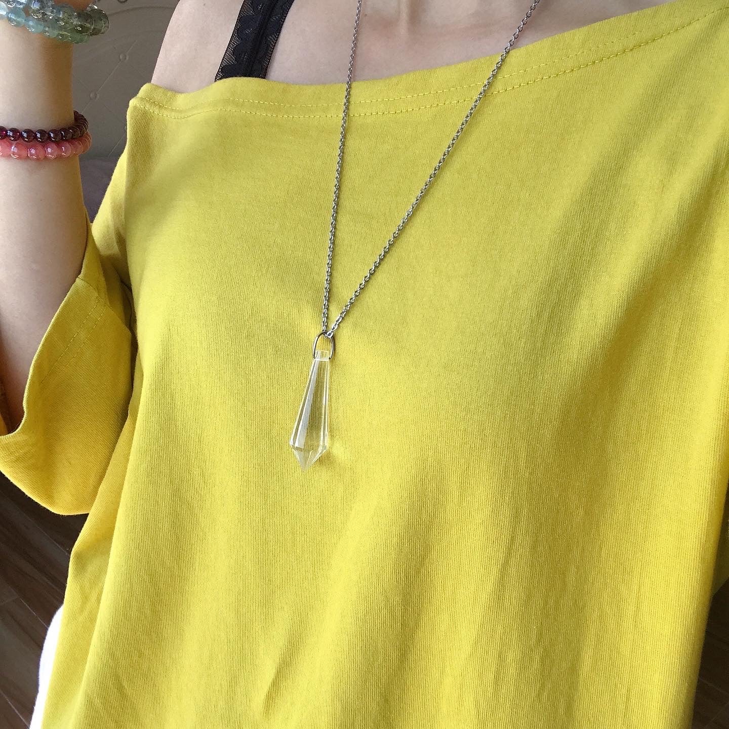 Handmade Faceted Clear Quartz Pendulum Necklace | Crown Chakra Healing Crystal | Spiritual Dowsing Pendant For Enlightenment And Clarity