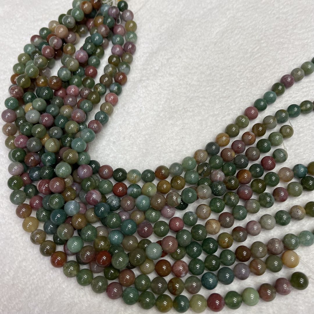 Natural High-Quality Indian Jasper Agate Round Bead Strands Jewelry Findings