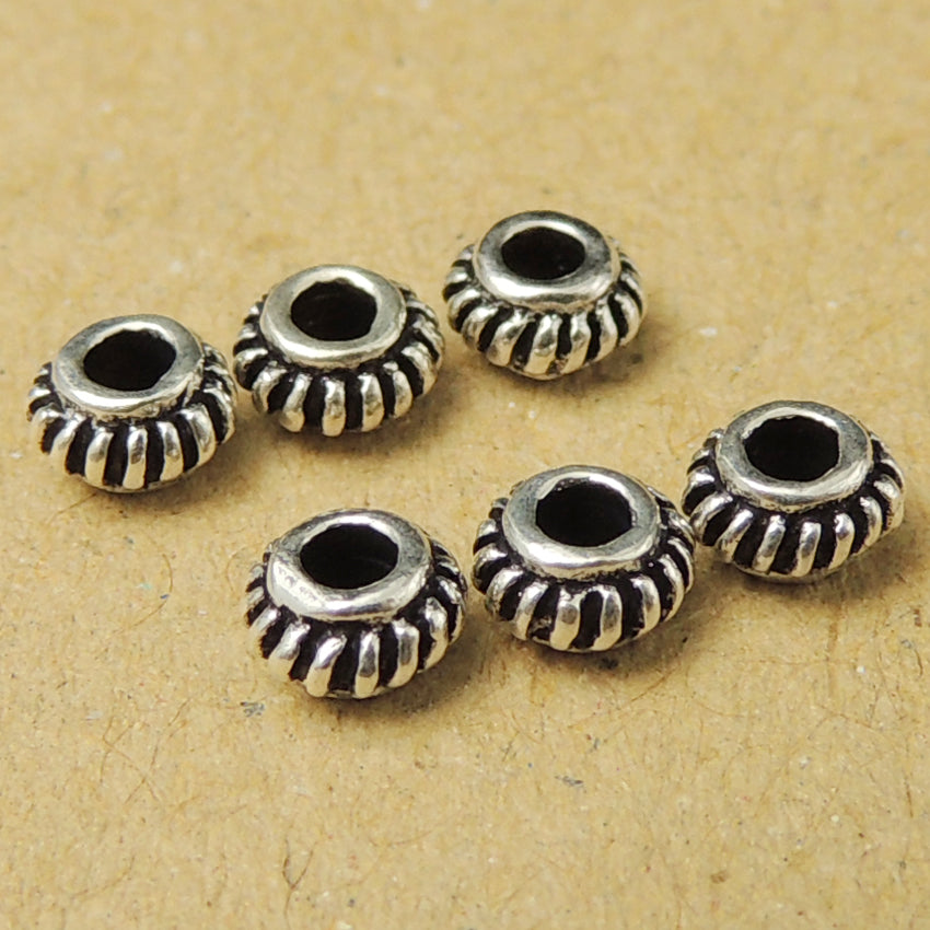 925 Sterling Silver Vintage Spcacer Beads For Handmade Diy Jewelry Making Project