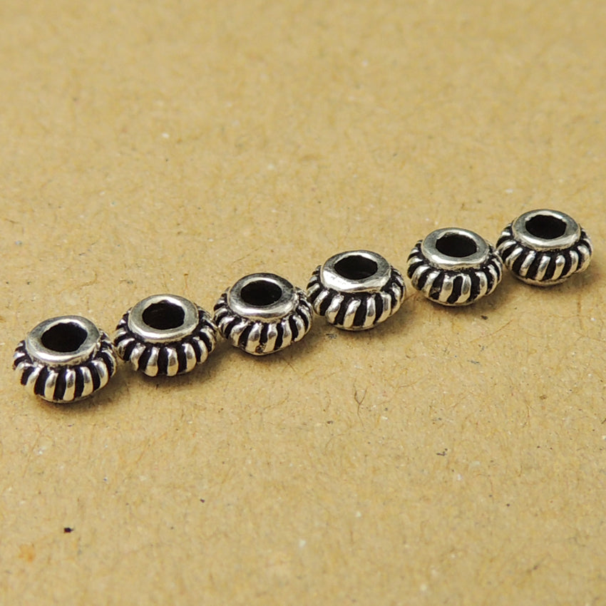 925 Sterling Silver Vintage Spcacer Beads For Handmade Diy Jewelry Making Project