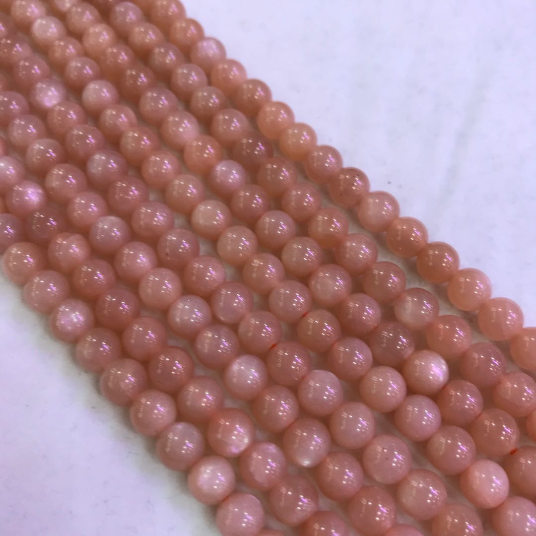 6Mm Natural Best Flash Peach Moonstone Round Bead Strands For Diy Jewelry Project