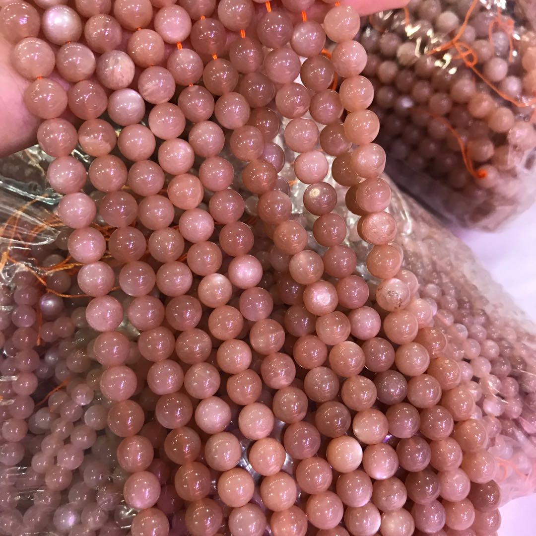 8Mm Natural Peach Moonstone High-Quality Round Bead Strands For Diy Jewelry Project
