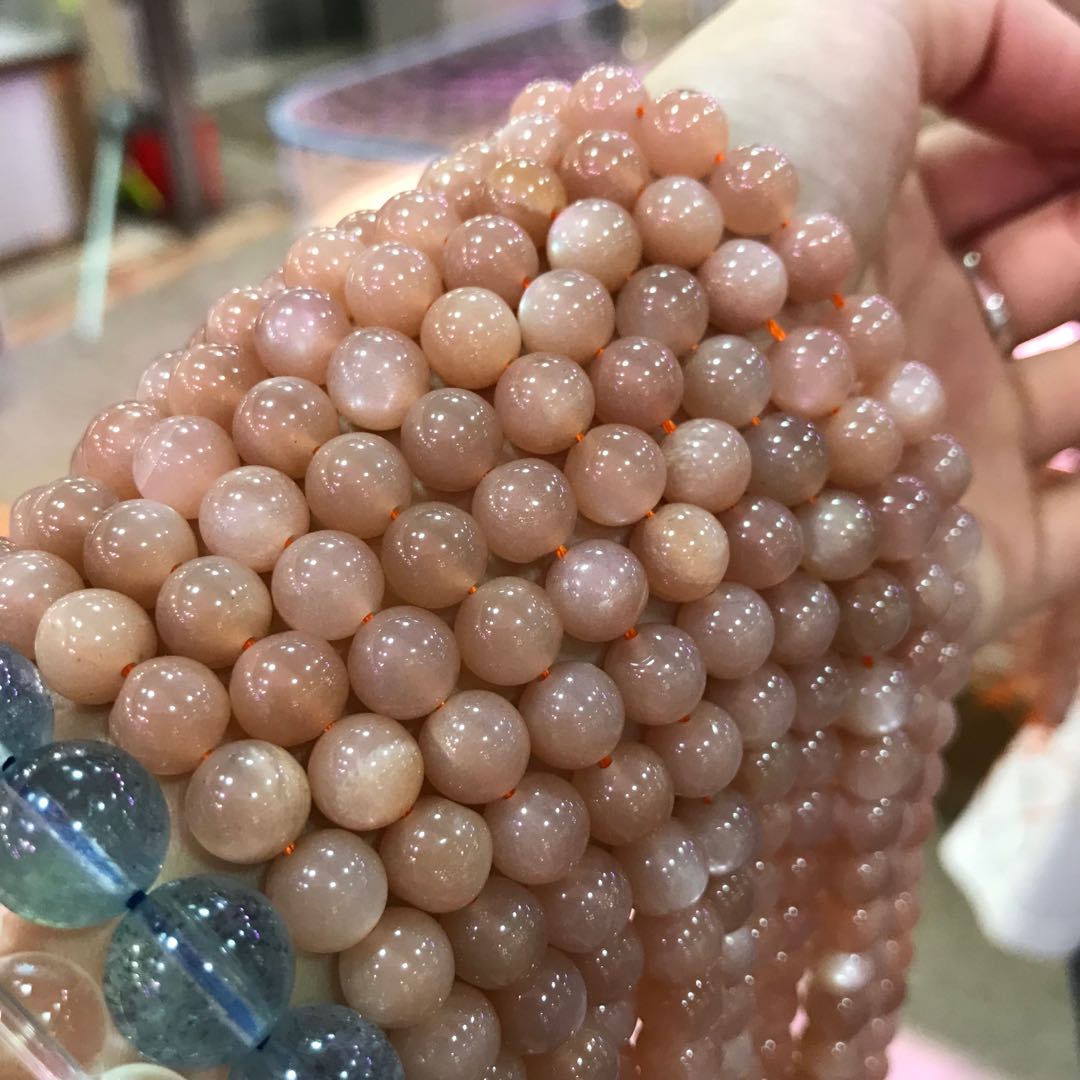 8Mm Natural Peach Moonstone High-Quality Round Bead Strands For Diy Jewelry Project
