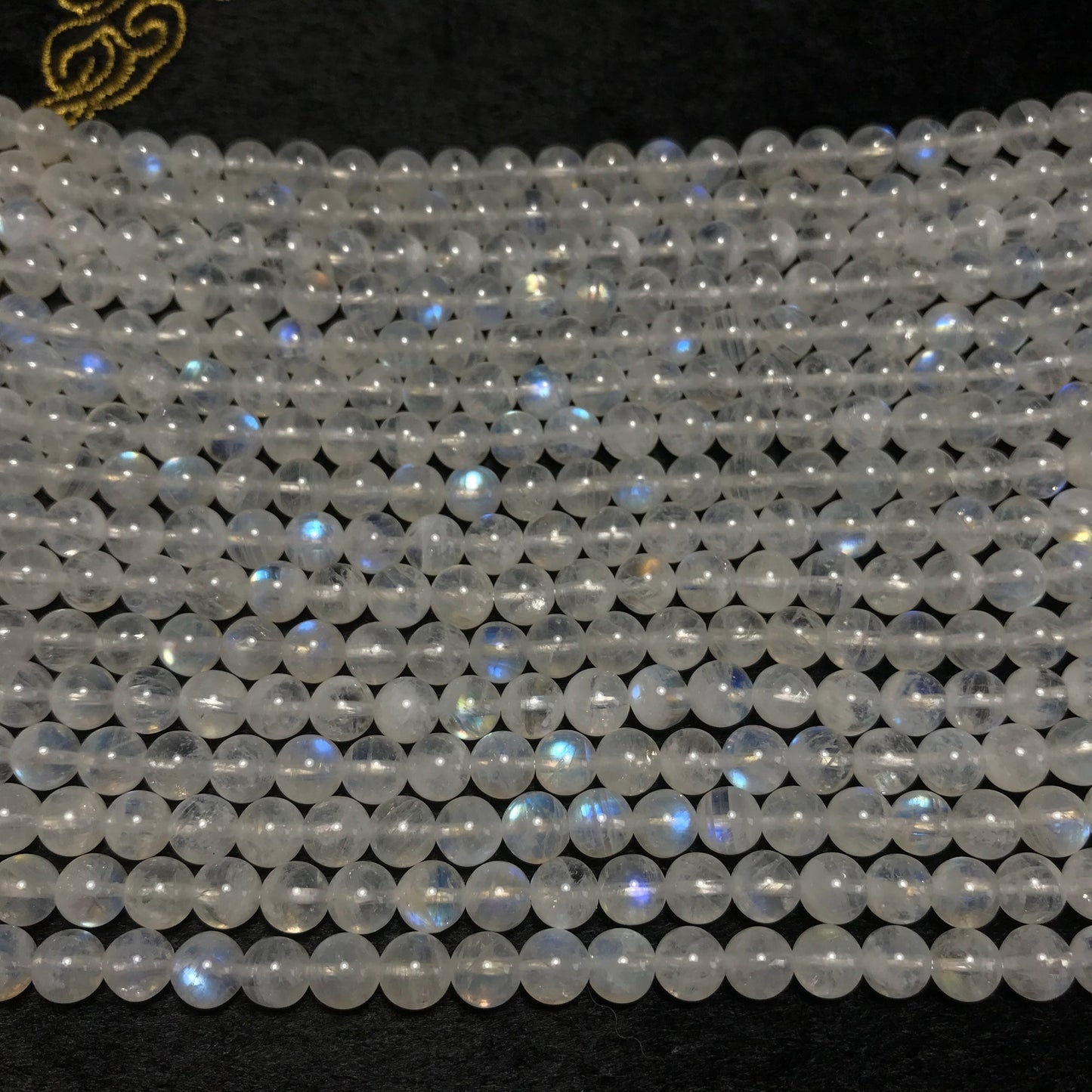 6Mm High Quality Natural Blue Rainbow Moonstone Round Bead Strands Jewelry Findings Supplies