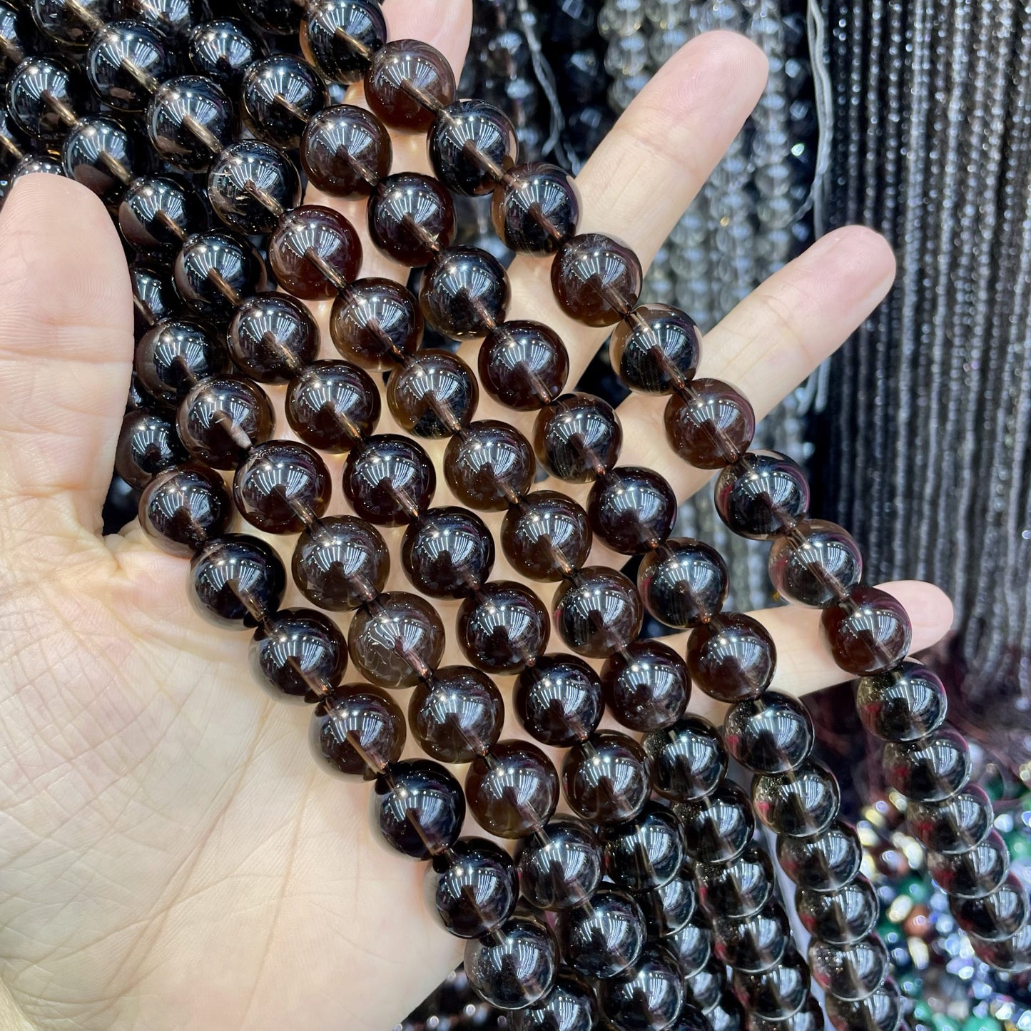 Natural Smoky Quartz Bead Strands 8-12Mm – Gemstone Rounds For Diy Jewelry Making