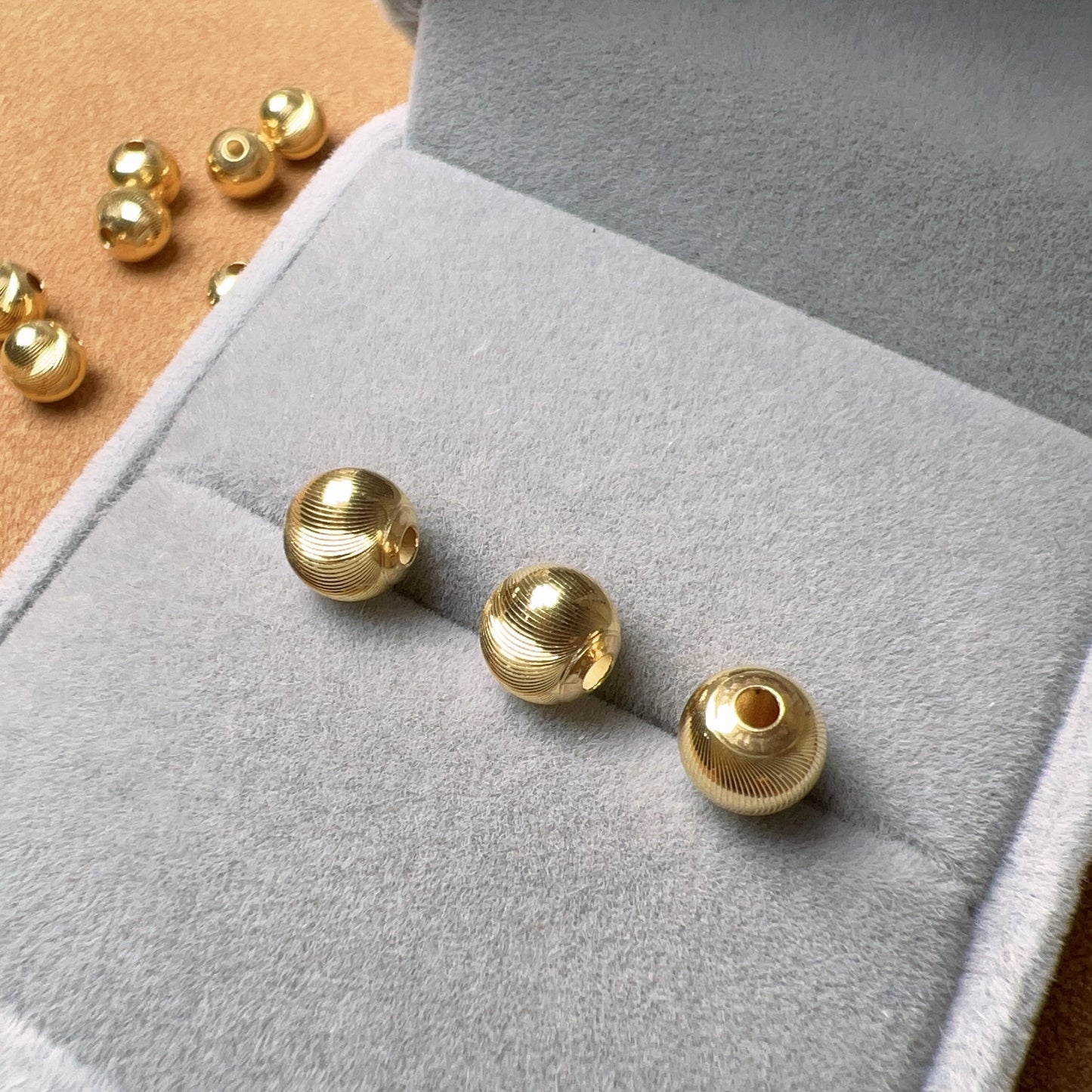 5.8Mm 18K Yellow Gold Cat-Eye Bead Charm For Diy Jewelry Projects