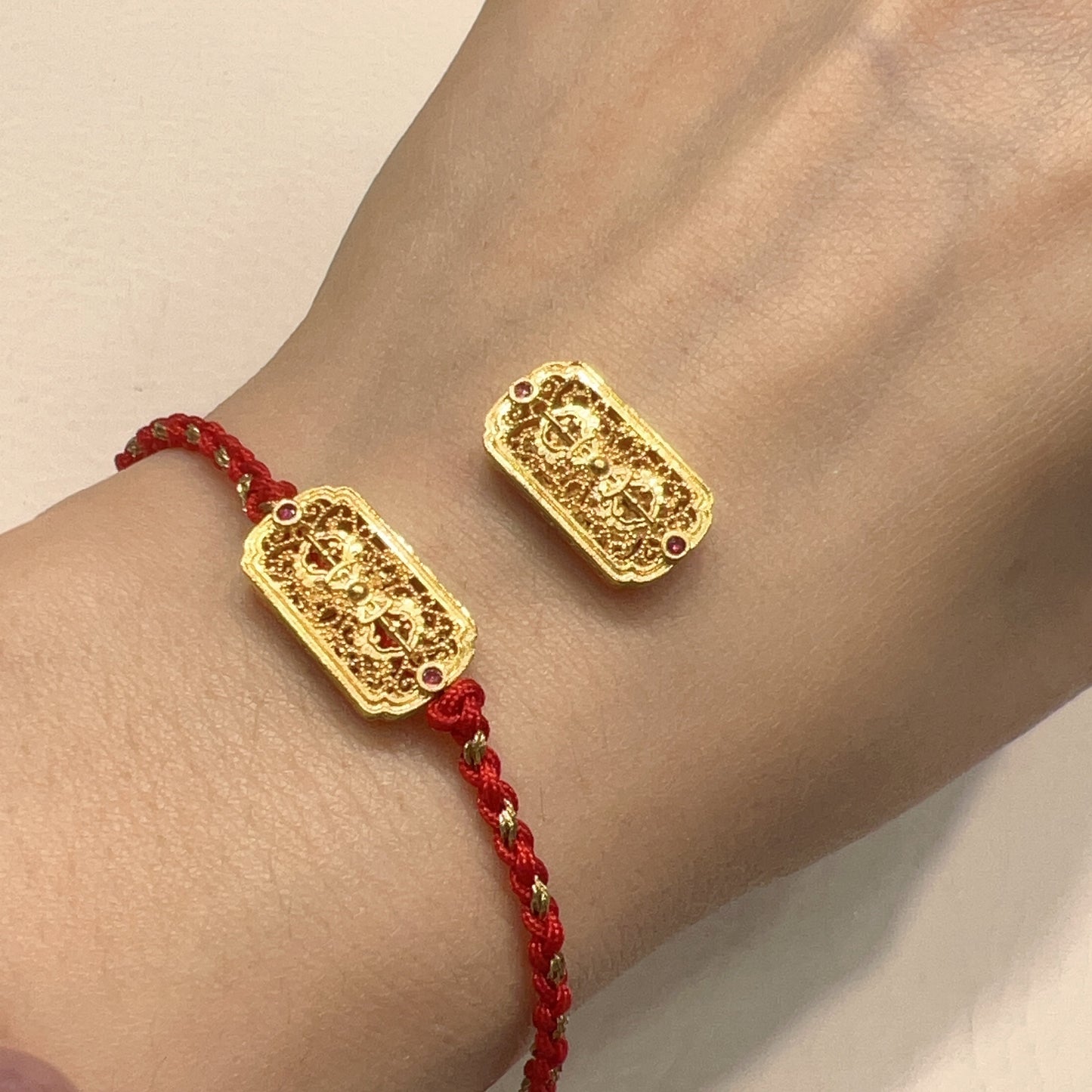 18K Yellow Gold Flat Bead Charms With Cubic Zirconia Stone For Diy Jewelry Projects