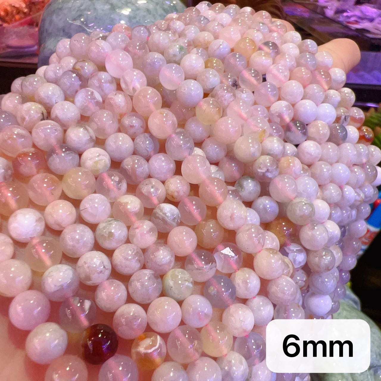 6-10Mm Natural Cherry Blossom Agate Sakura Agate Round Bead Strands Diy Jewelry Findings