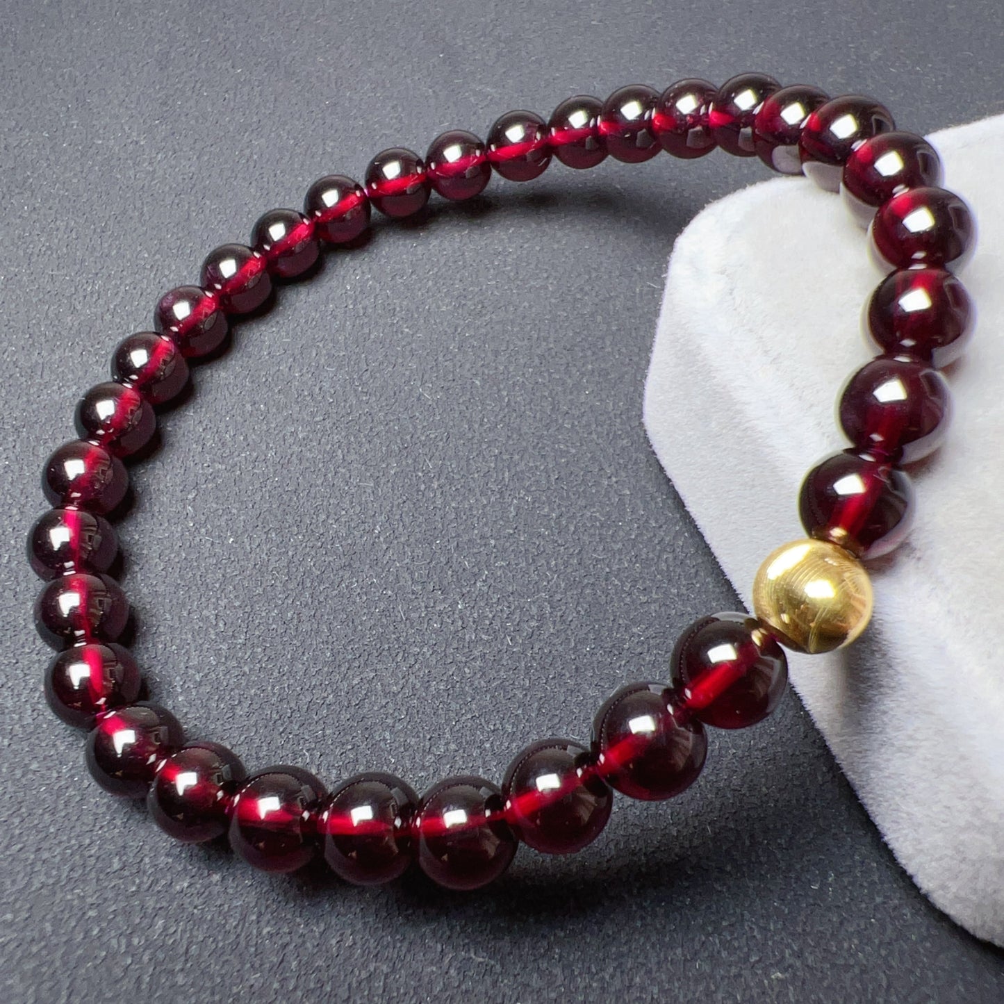 Red Garnet Protection Bracelet With 18K Yellow Gold | Root Chakra Healing & Energy Jewelry For Men And Women
