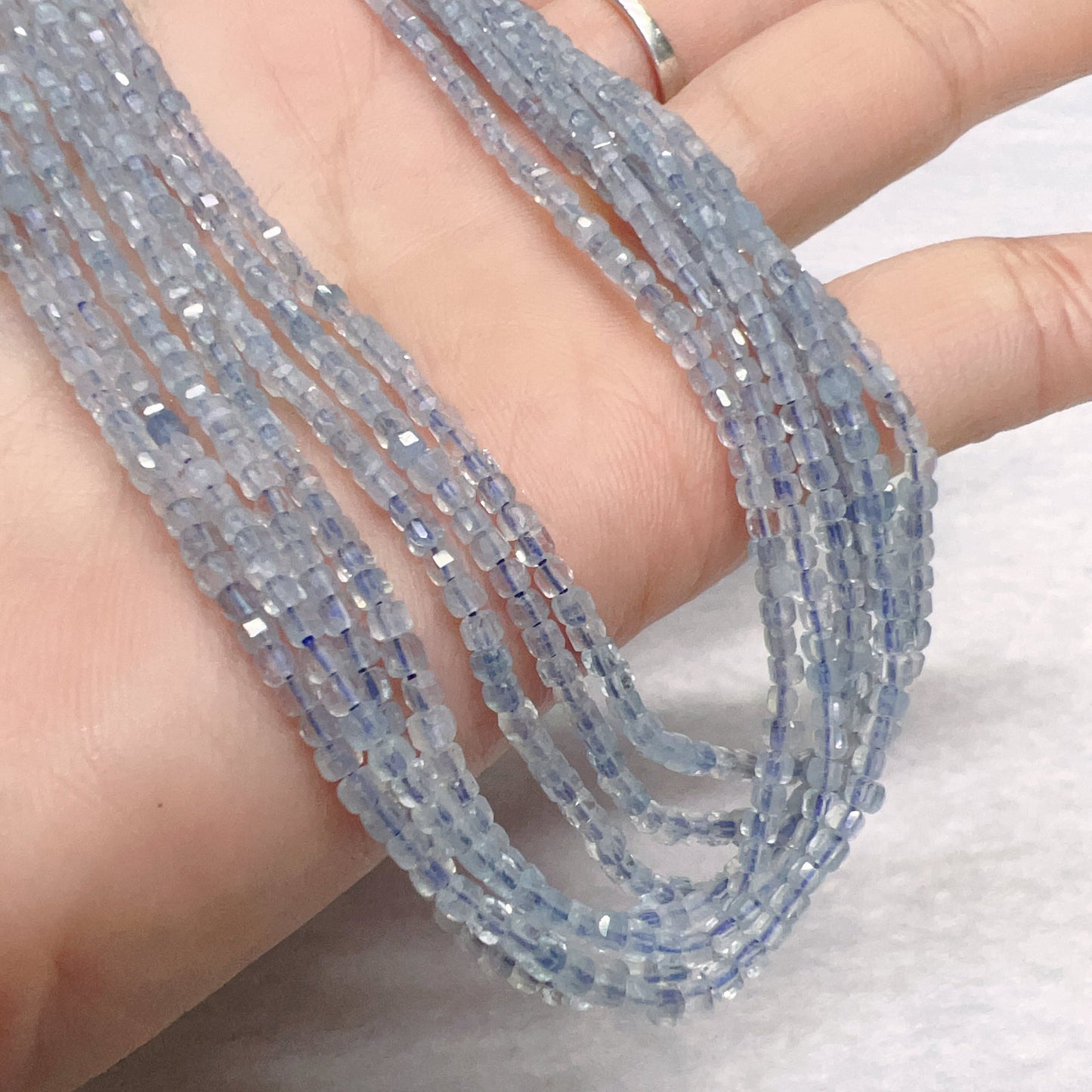 2Mm Natural High-Quality Faceted Aquamarine Square Bead Strands For Diy Jewelry Projects