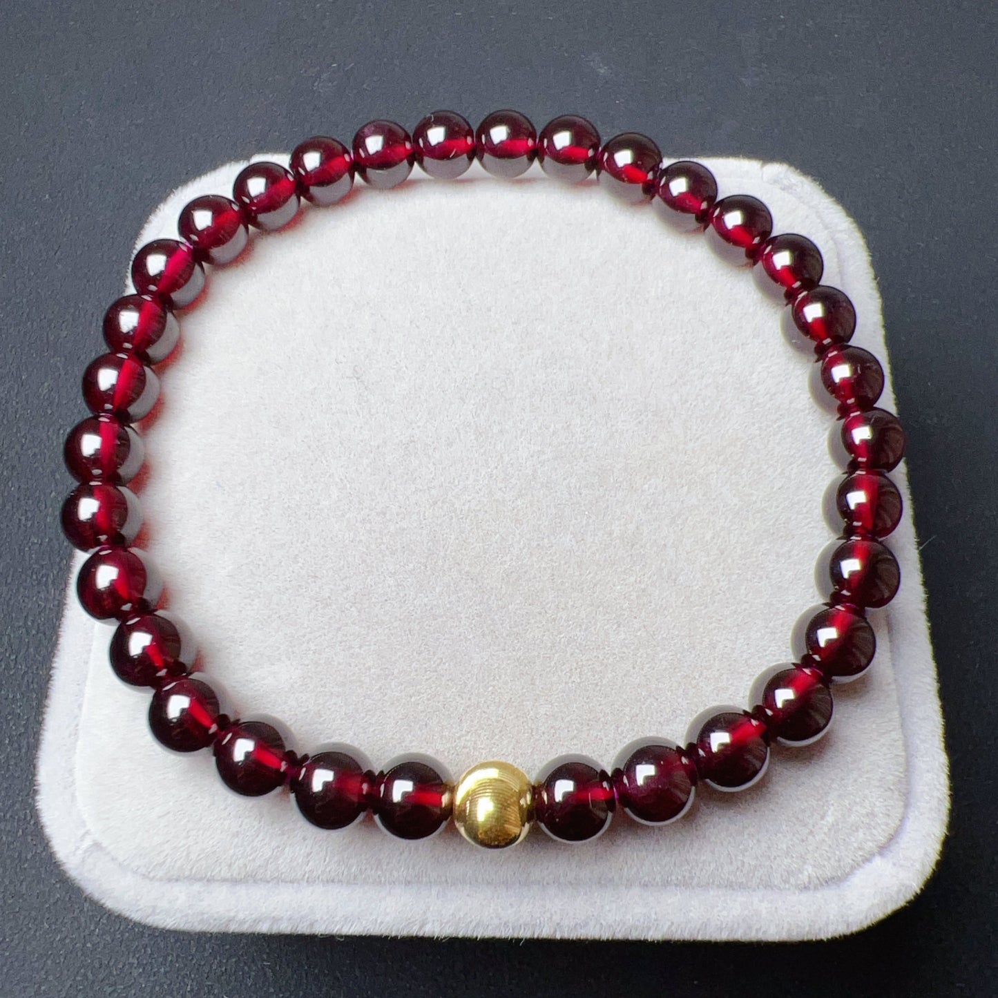 Red Garnet Protection Bracelet With 18K Yellow Gold | Root Chakra Healing & Energy Jewelry For Men And Women