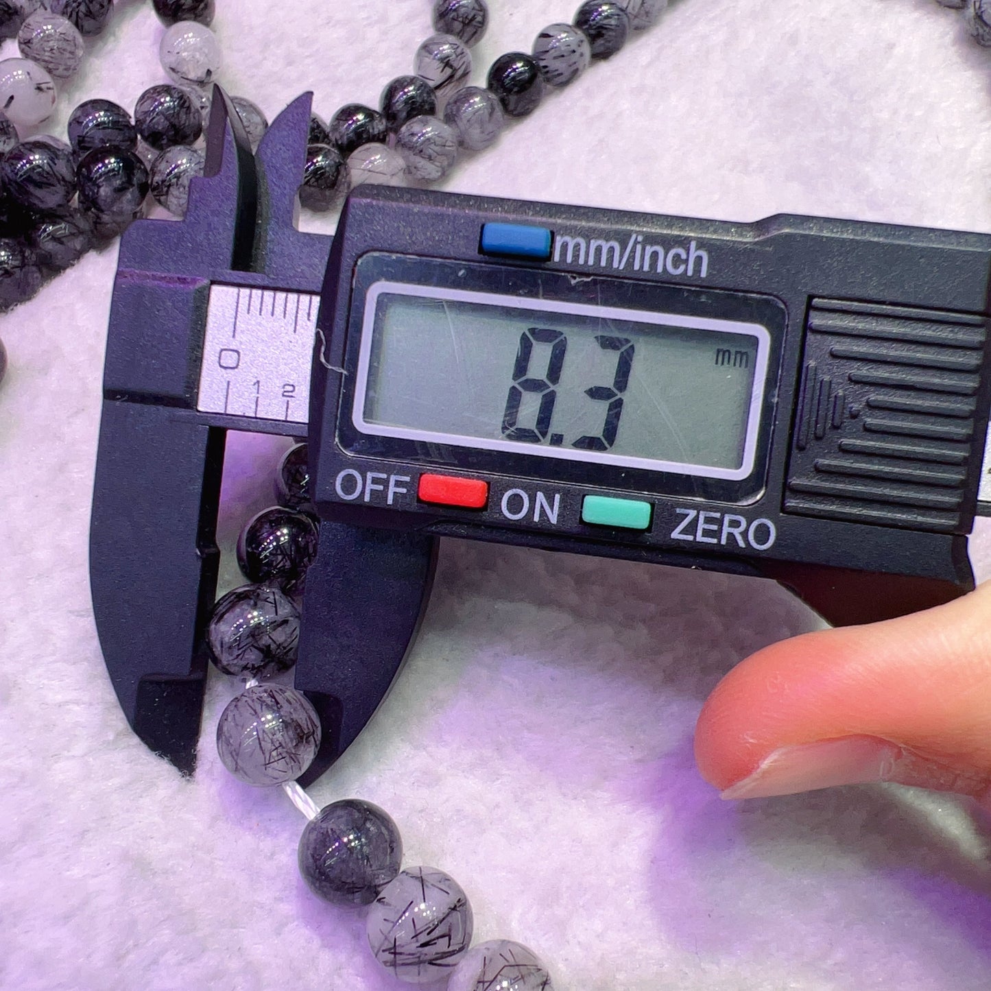 8Mm Natural Black Tourmalated Quartz Bead Strands Natural Crystal For Diy Jewelry Project