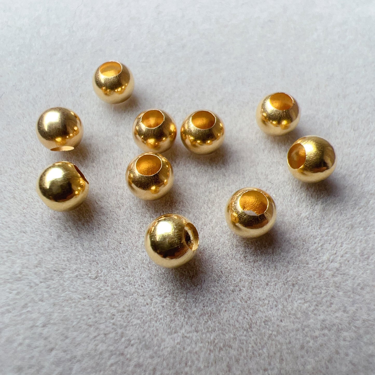 5 Pcs 3.9Mm 18K Yellow Gold Round Beads Charms For Diy Jewelry Projects