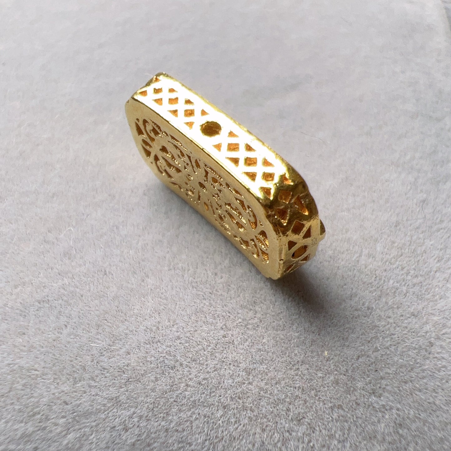 18K Yellow Gold Flat Bead Charms With Cubic Zirconia Stone For Diy Jewelry Projects