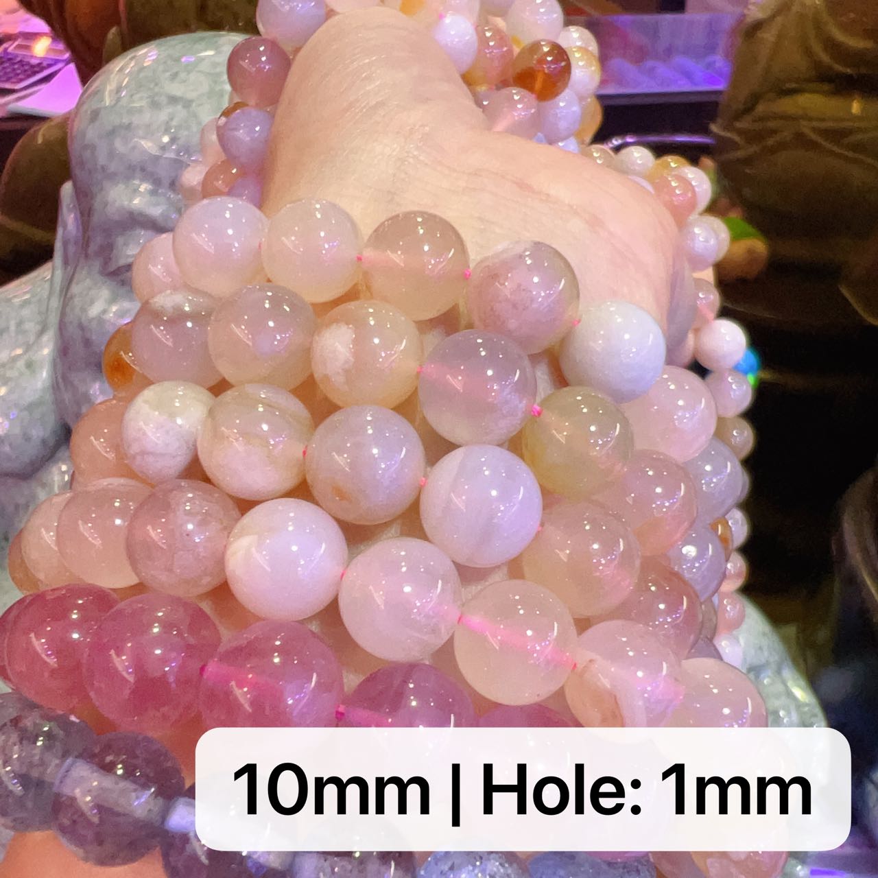6-10Mm Natural Cherry Blossom Agate Sakura Agate Round Bead Strands Diy Jewelry Findings