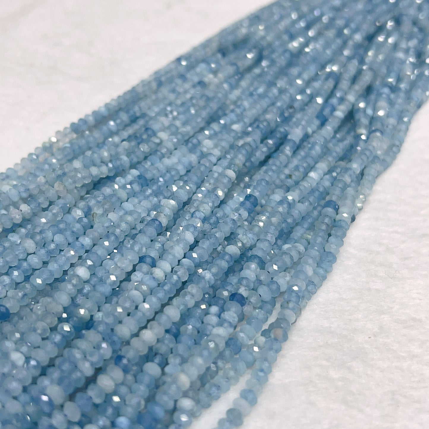 3X4Mm Natural High-Quality Faceted Aquamarine Rondelle Bead Strands For Diy Jewelry Projects