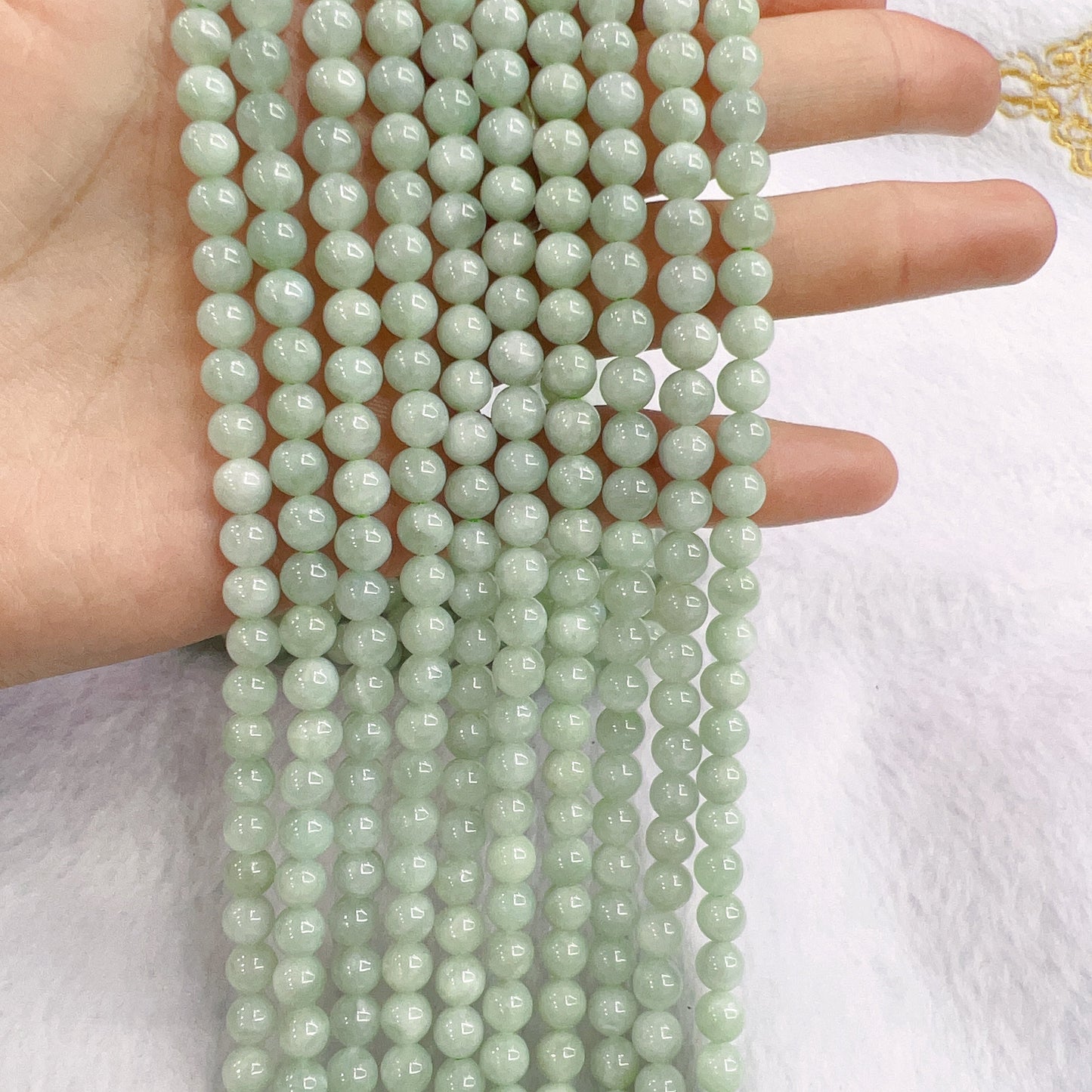 6Mm Genuine Jadeite Round Bead Strands Diy Jewelry Making Project