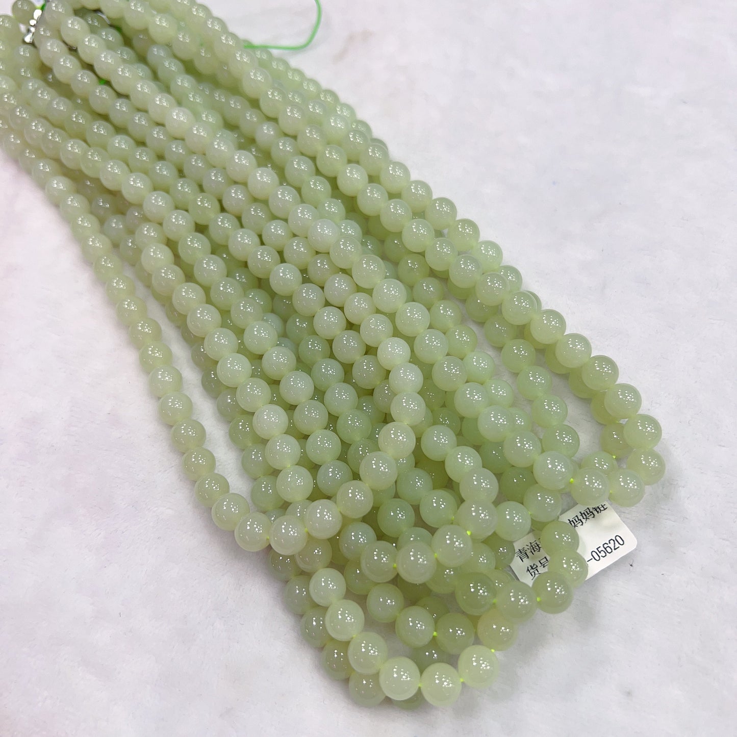 8Mm Natural Light Green Nephrite Round Bead Necklace Strands For Diy Jewelry Projects