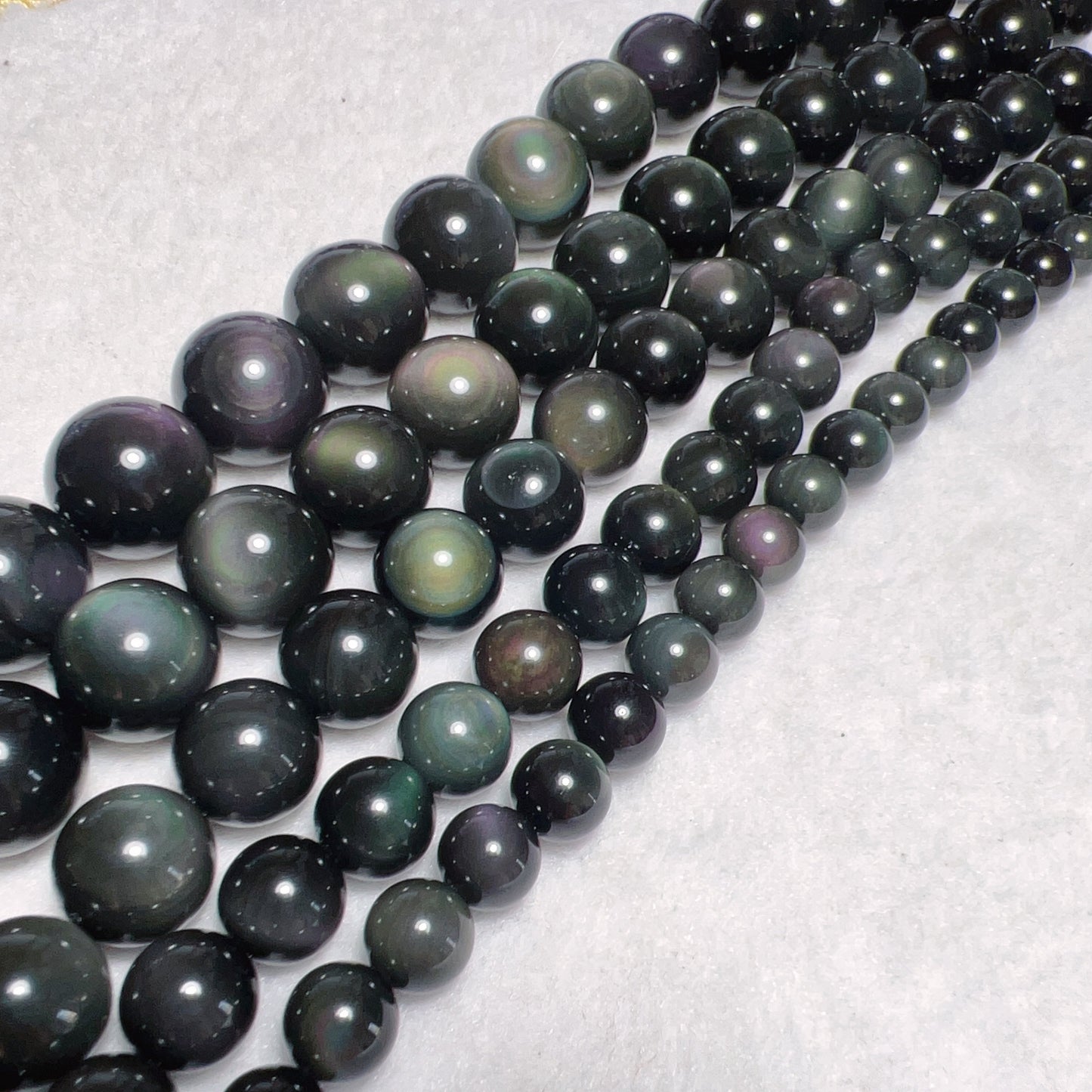Top Grade Rainbow Obsidian Round Bead Strands (8-16Mm) – Protection Stone For Diy Jewelry Projects And Crafting
