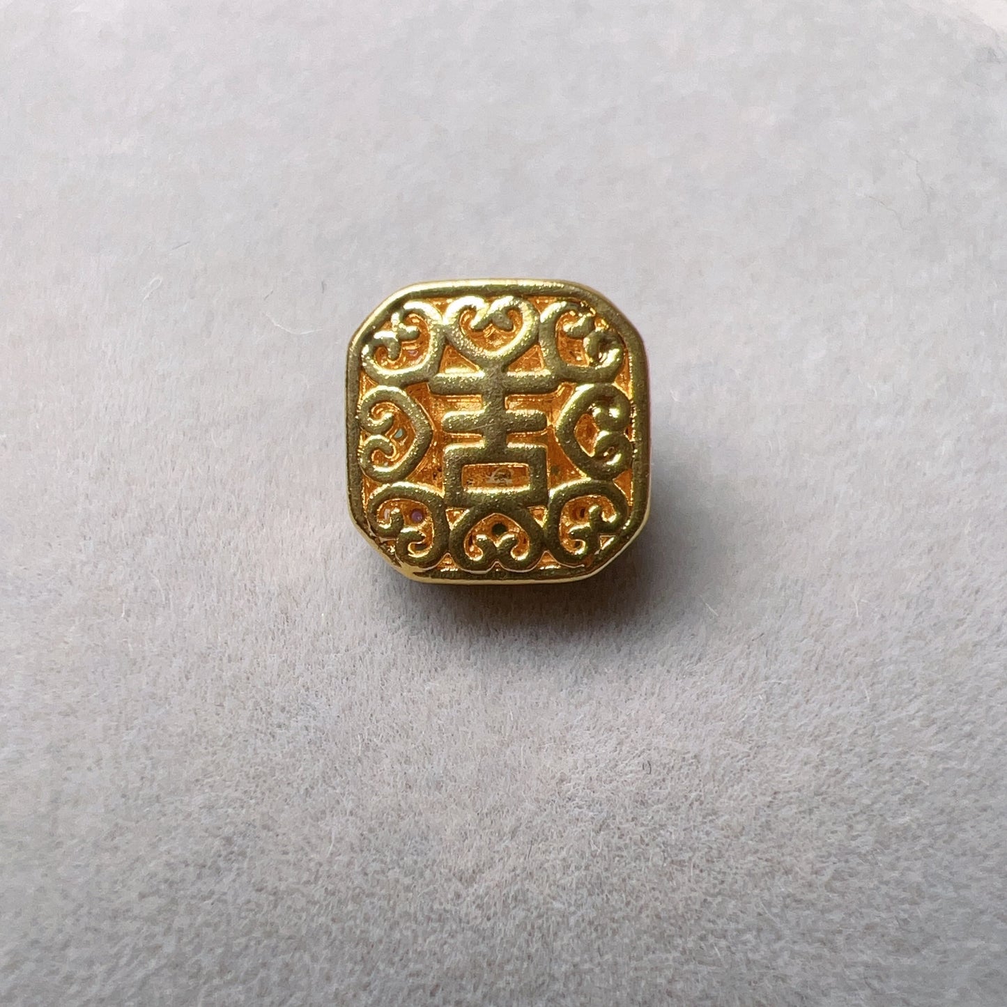 18K Yellow Gold Square Shape Bead Charm Setting With Blue Amber For Diy Jewelry Projects