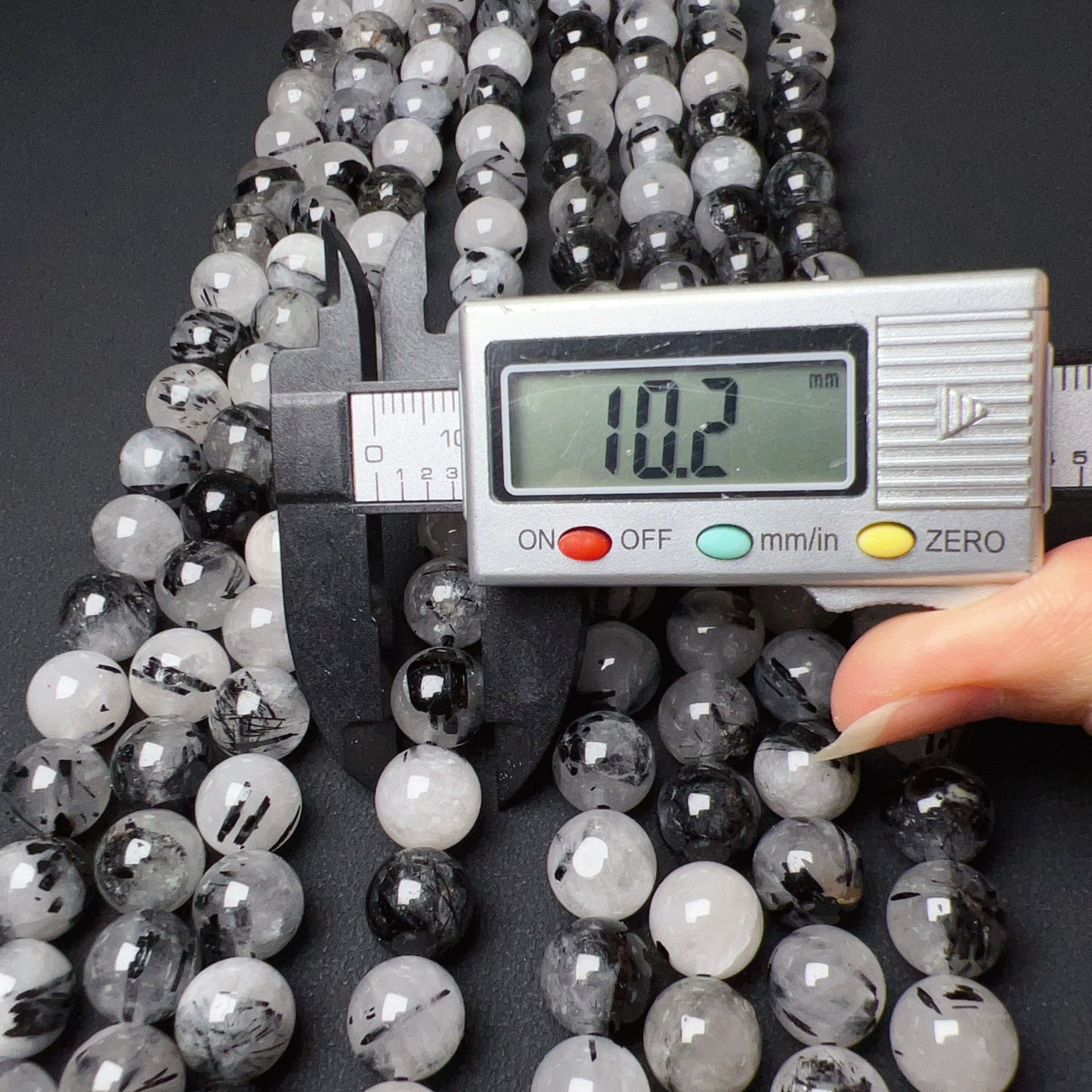 10Mm Natural Black Tourmalated Quartz Round Bead Strands For Diy Jewelry Project