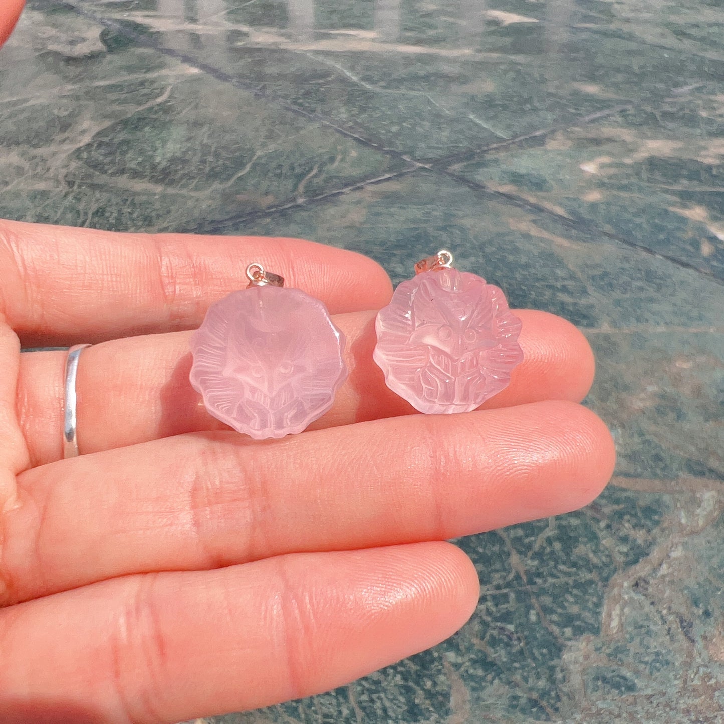 Cute Natural Rose Quartz Nine Tails Fox Pendant Charm With Sterling Silver And 18K Rose Gold Plating For Diy Jewelry Projects