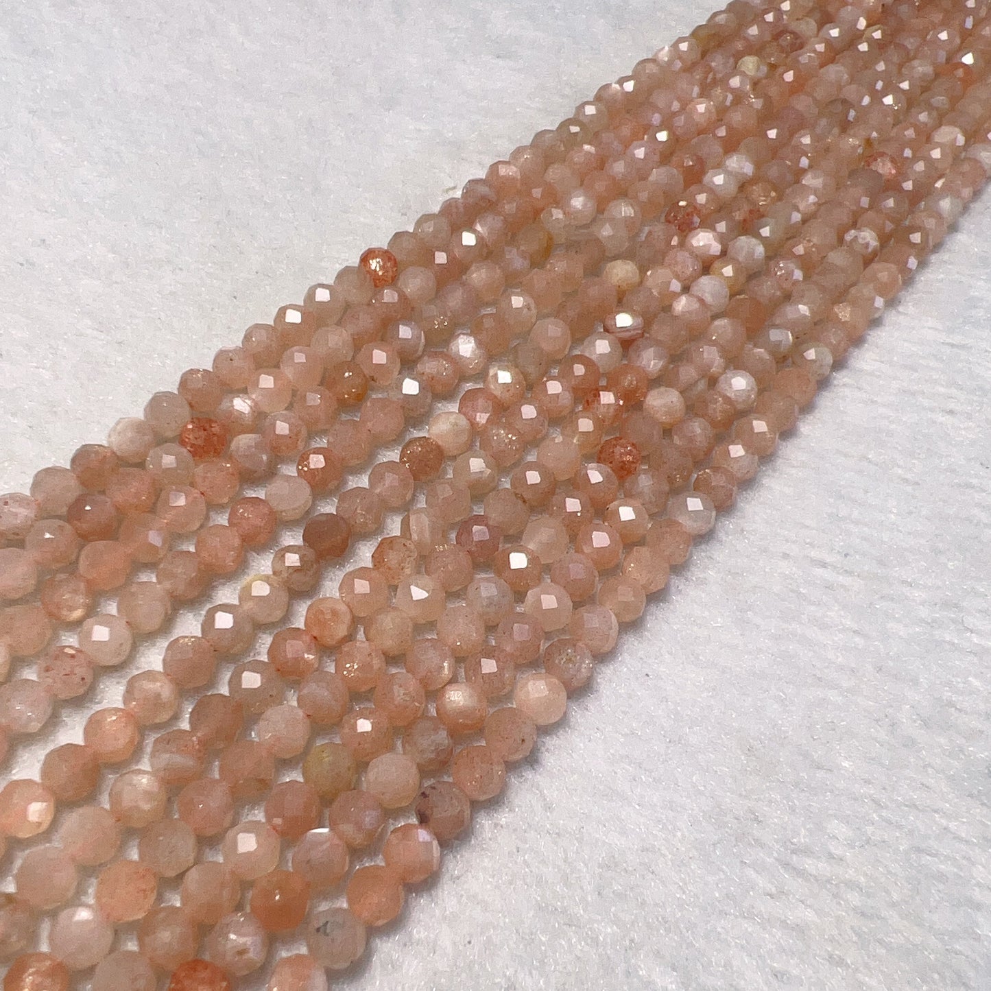 4Mm Natural Faceted Peach Moonstone Bead Strands For Diy Jewelry Project