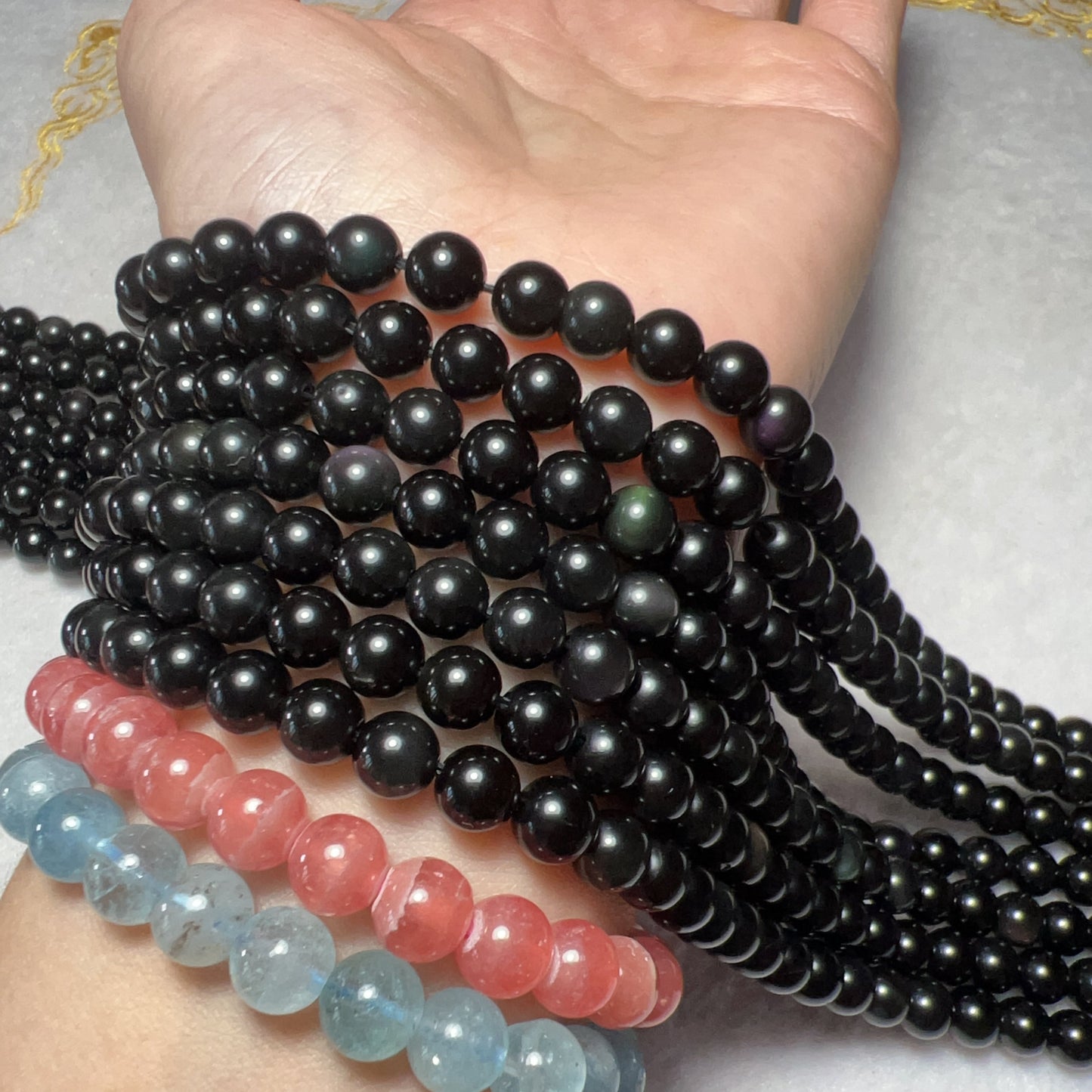 6Mm Natural Rainbow Sheen Obsidian Round Bead Strands Diy Jewelry Project
