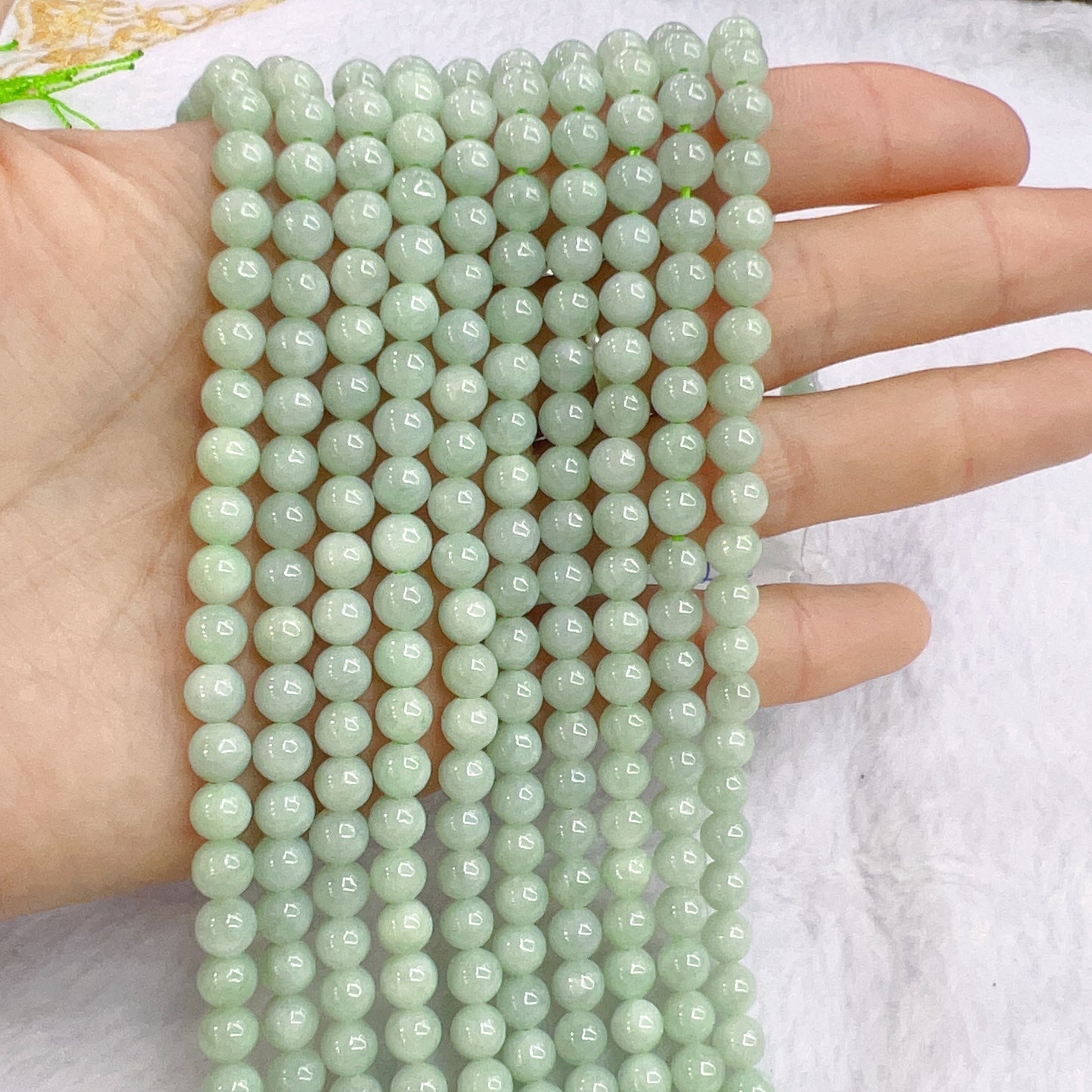 High-Quality In Strand 6Mm Genuine Jadeite Round Beads Diy Jewelry Making Project