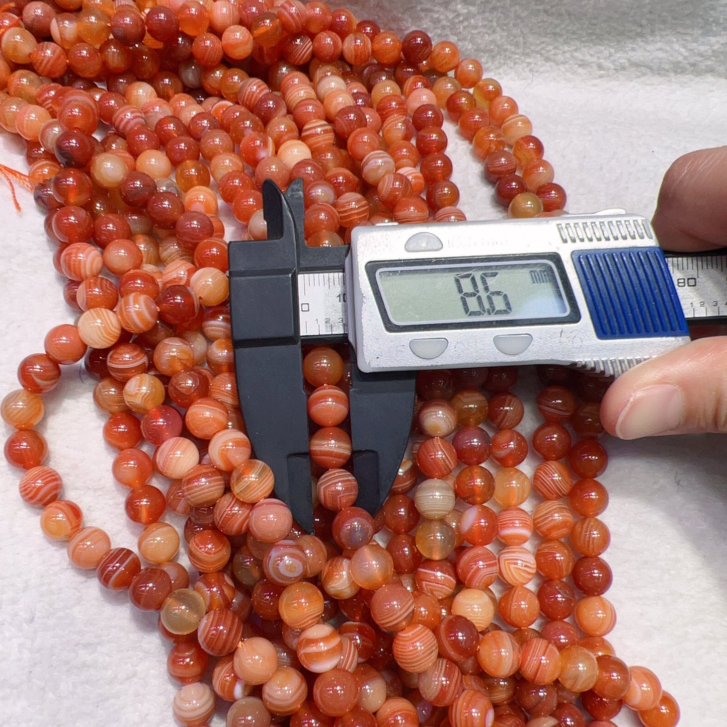 8Mm Natural Orange-Red Botswana Agate Round Beads Strands For Diy Jewelry Projects