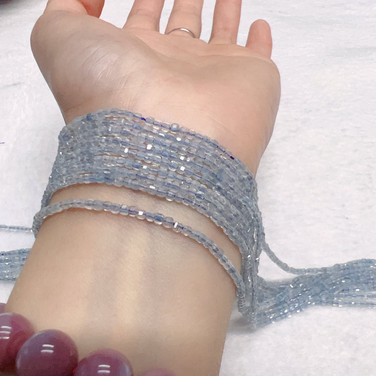 2Mm Natural High-Quality Faceted Aquamarine Square Bead Strands For Diy Jewelry Projects