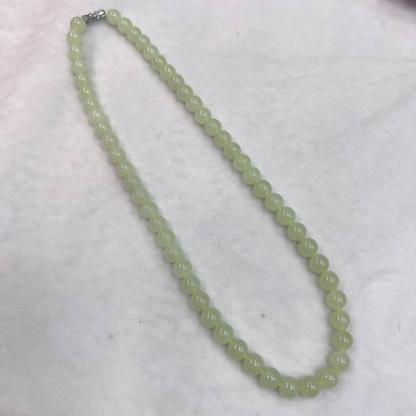 8Mm Natural Light Green Nephrite Round Bead Necklace Strands For Diy Jewelry Projects