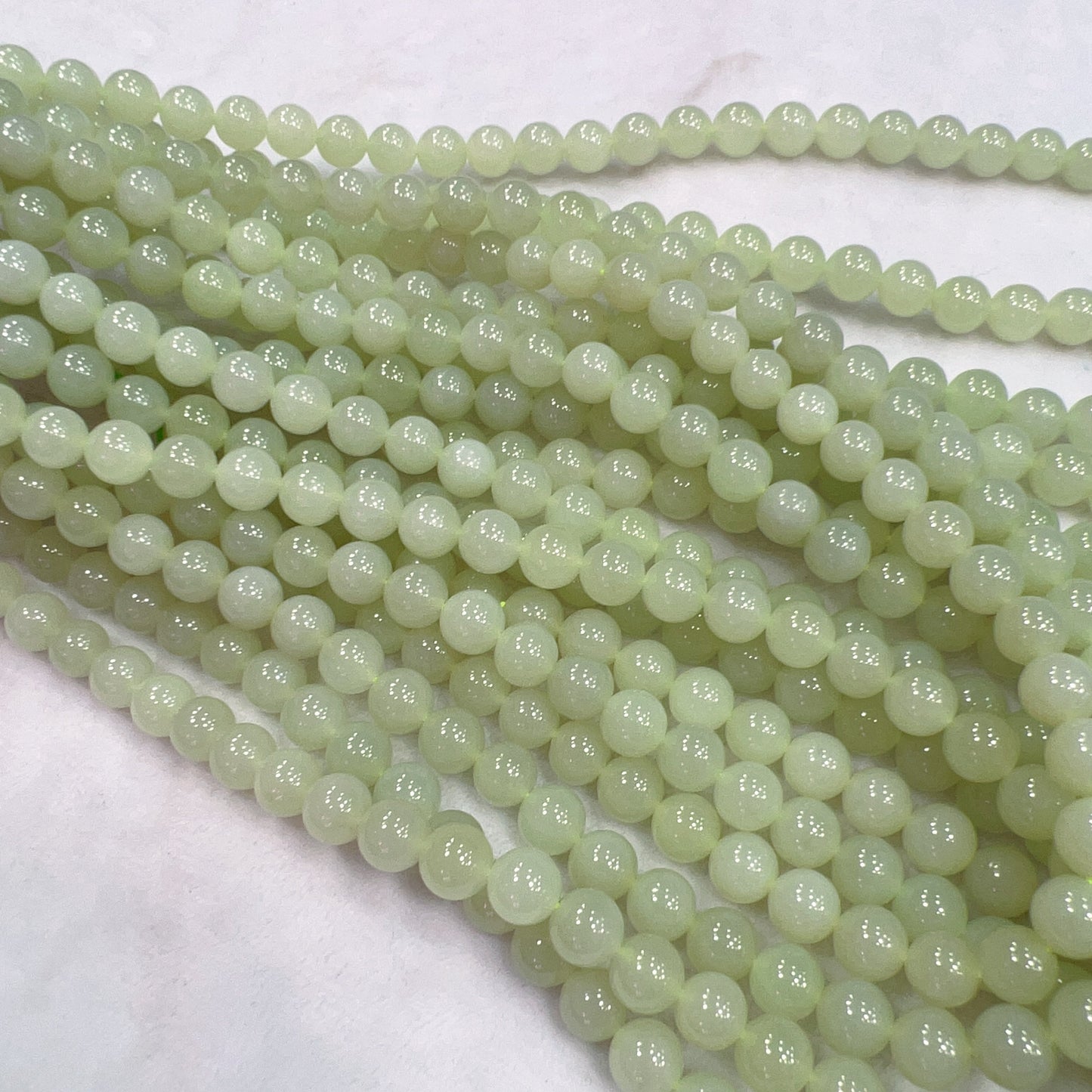 8Mm Natural Light Green Nephrite Round Bead Necklace Strands For Diy Jewelry Projects