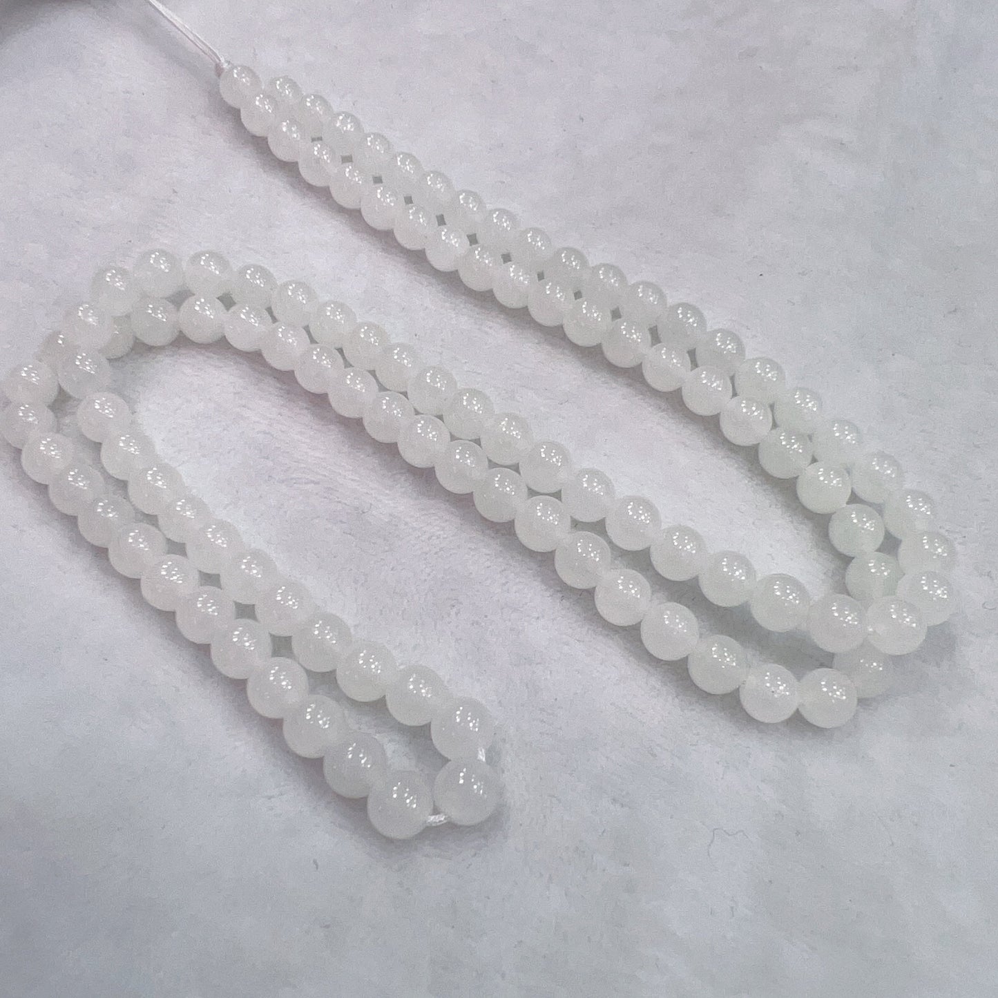 108 White Nephrite Prayer Beads 6Mm Round Bead Strands For Diy Jewelry Projects